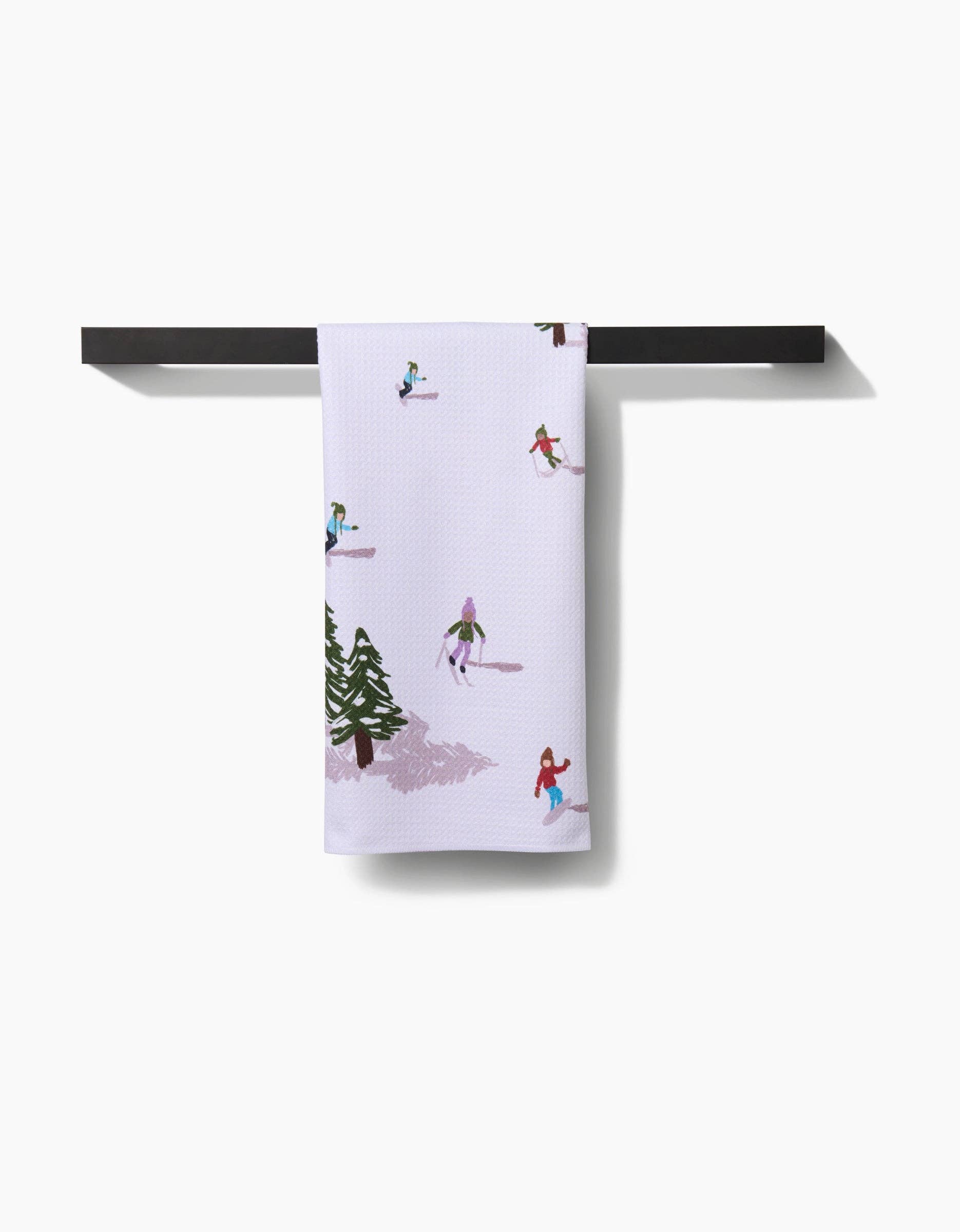 Winter Skiing Trip Kitchen Towel