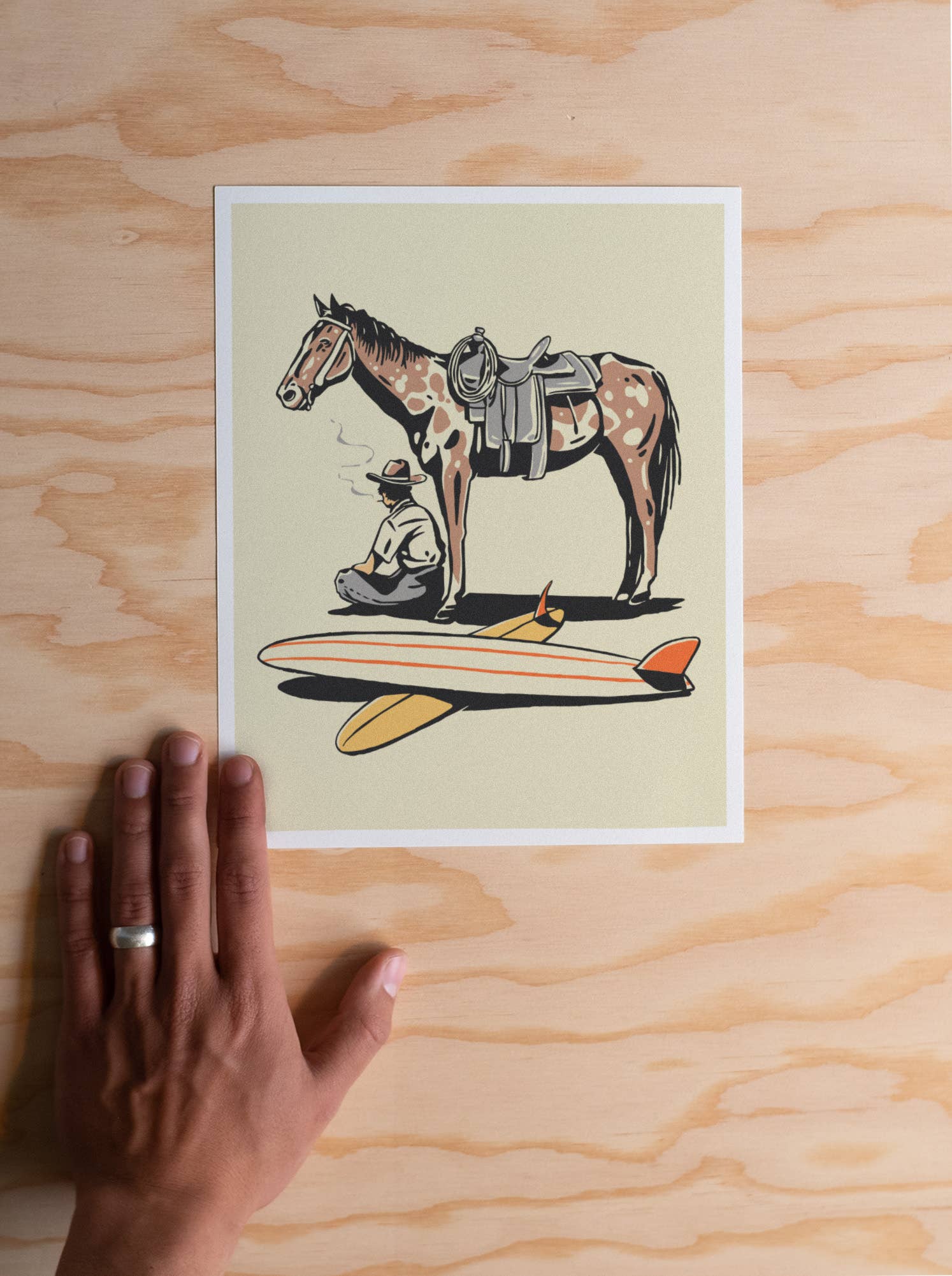 Surf Check - A Cowboy and His Horse Print