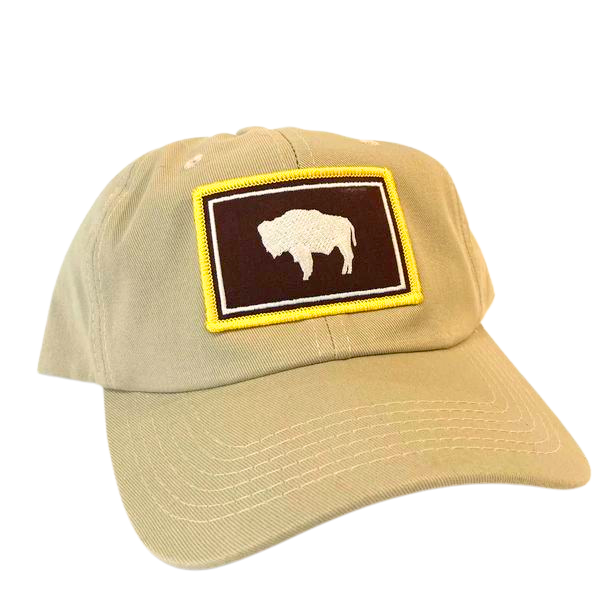 Khaki Wyoming Flag Patch Hat