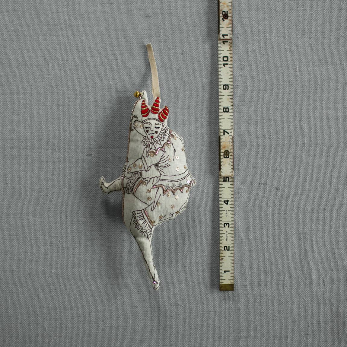 Dancing Jester Ornament - Cotton-filled Art Doll