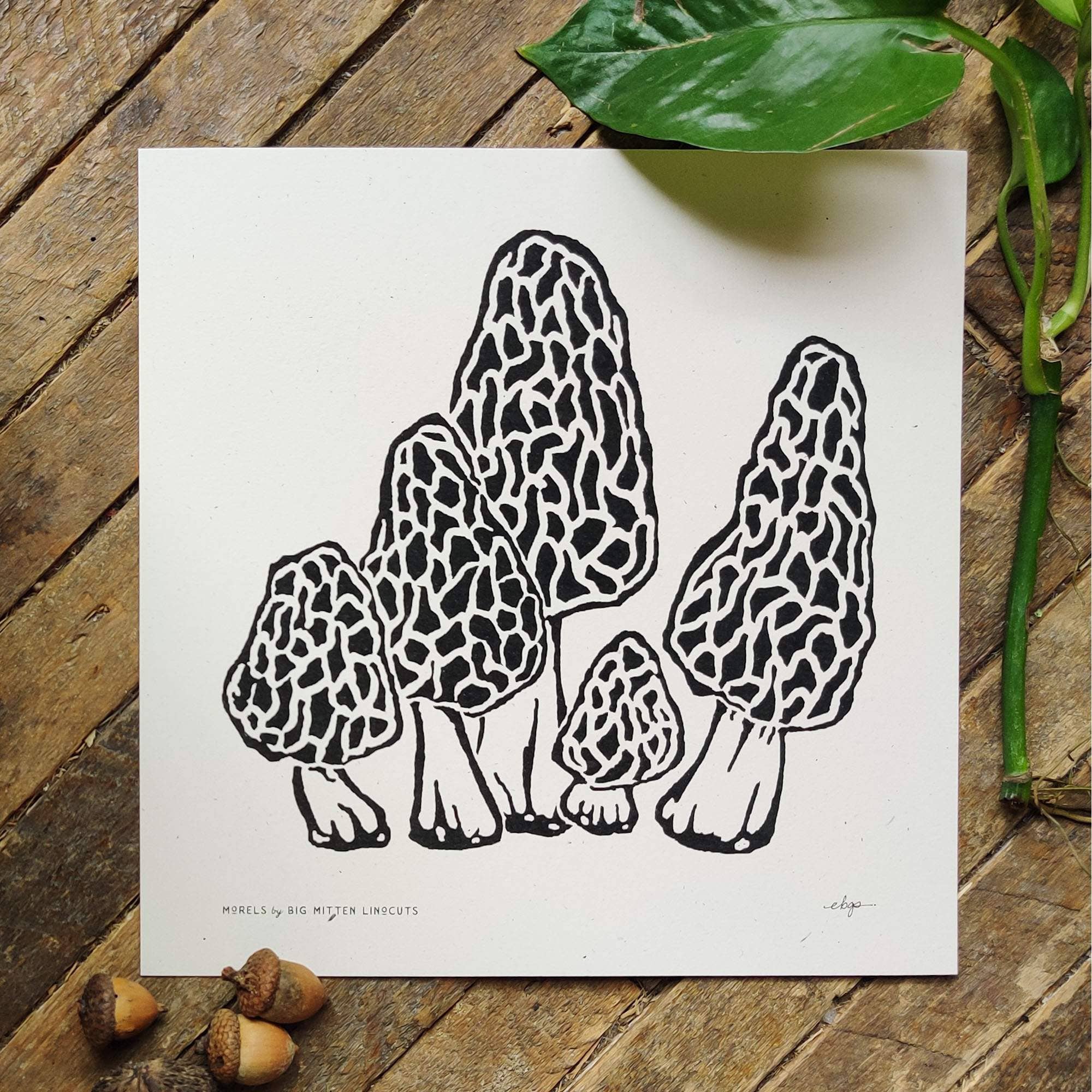 Morels Linoprint