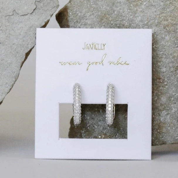 Silver Hoop Pave Earring