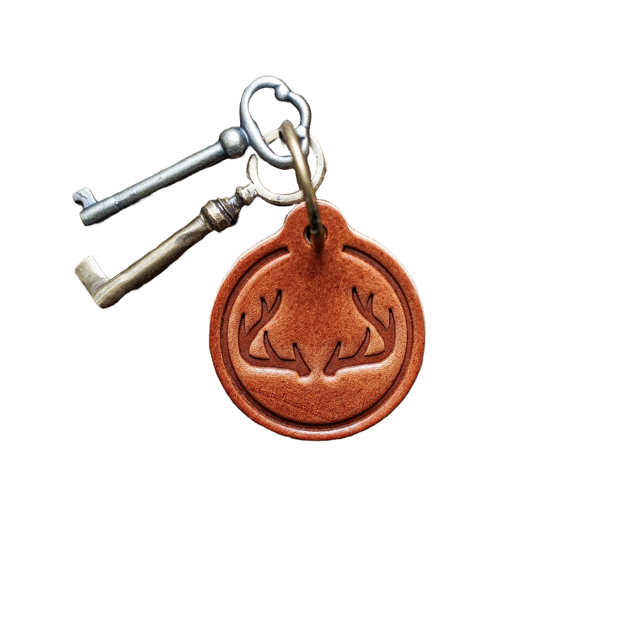 Antler Leather Keychain Circle