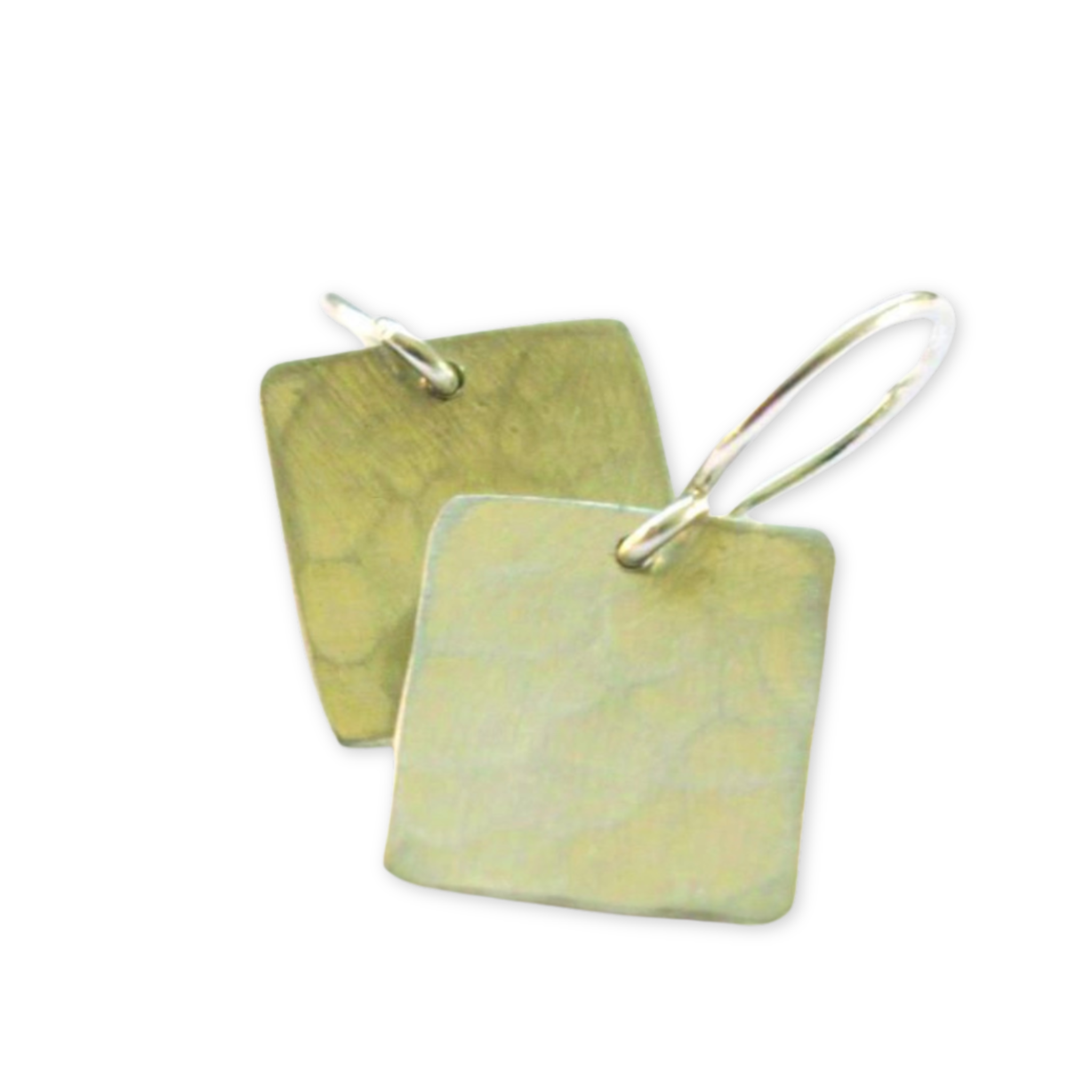 earrings with hammered square pendants