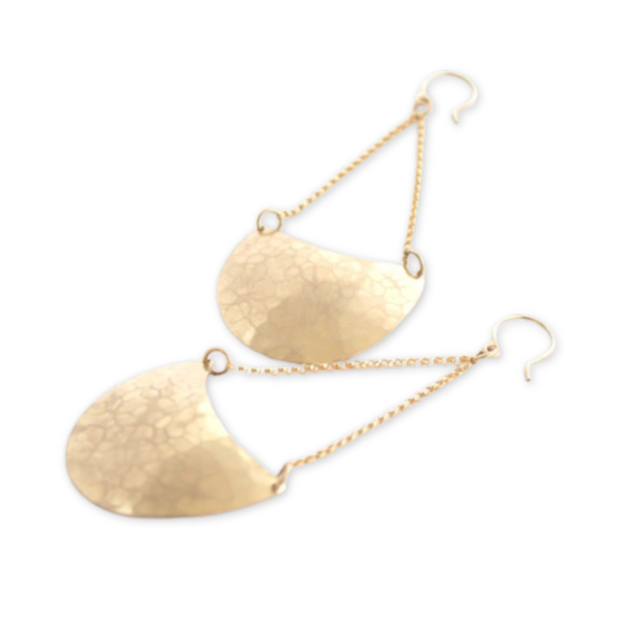 earrings with crescents on a gold chain