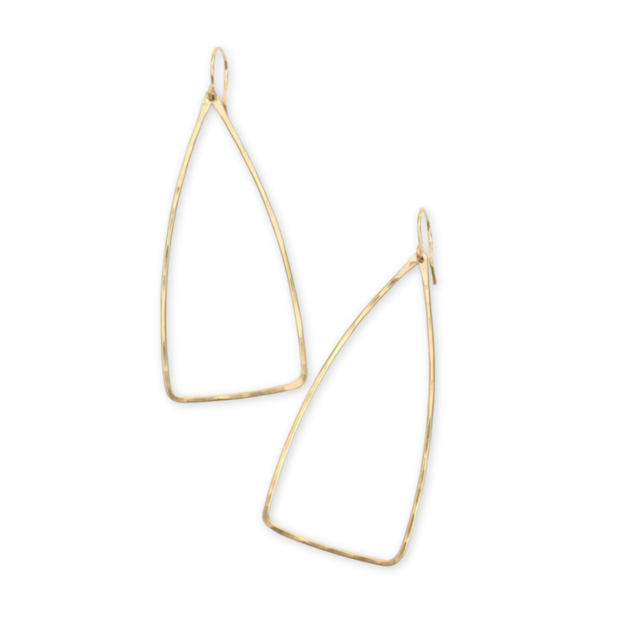 organic shaped hammered triangle earrings 