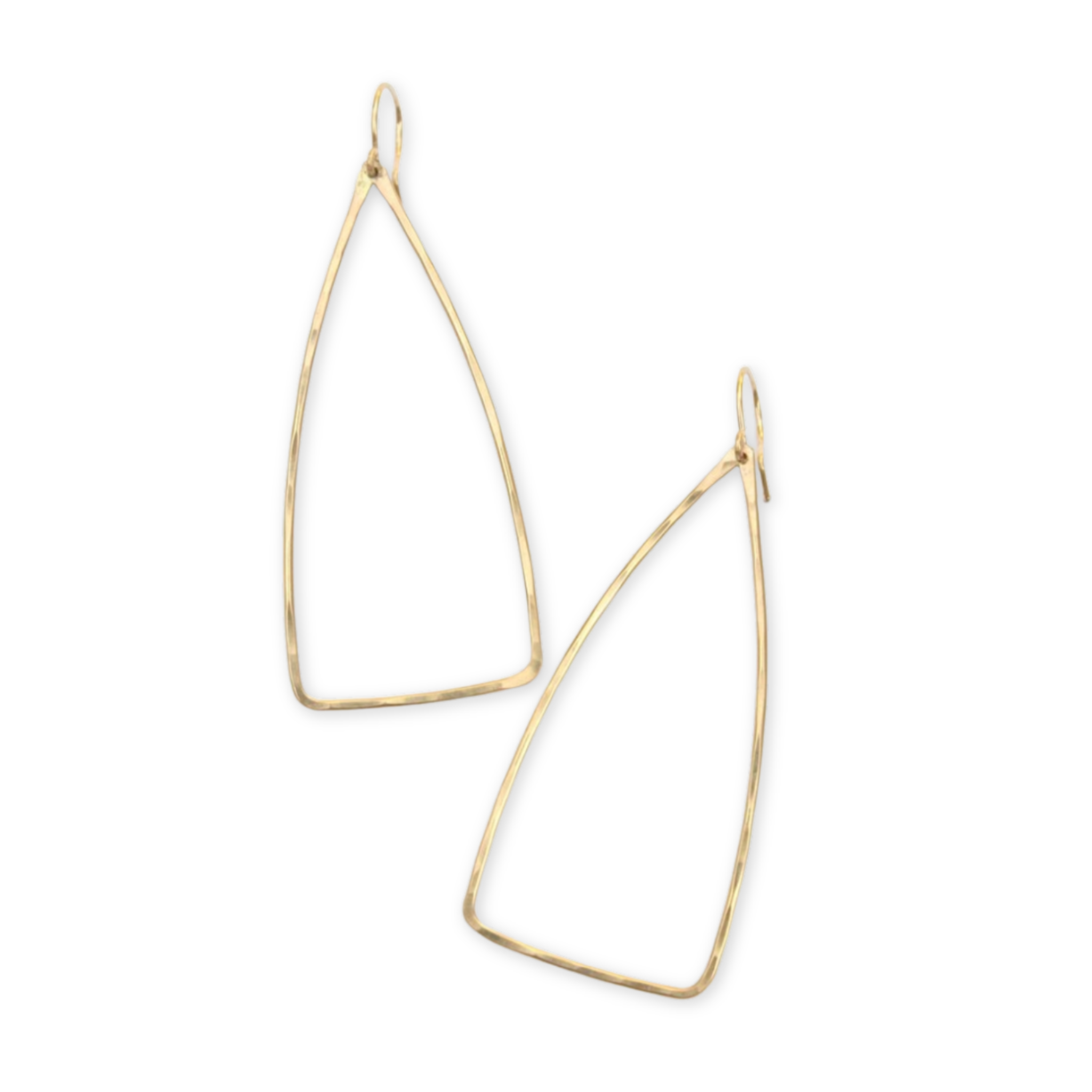 organic shaped hammered triangle earrings