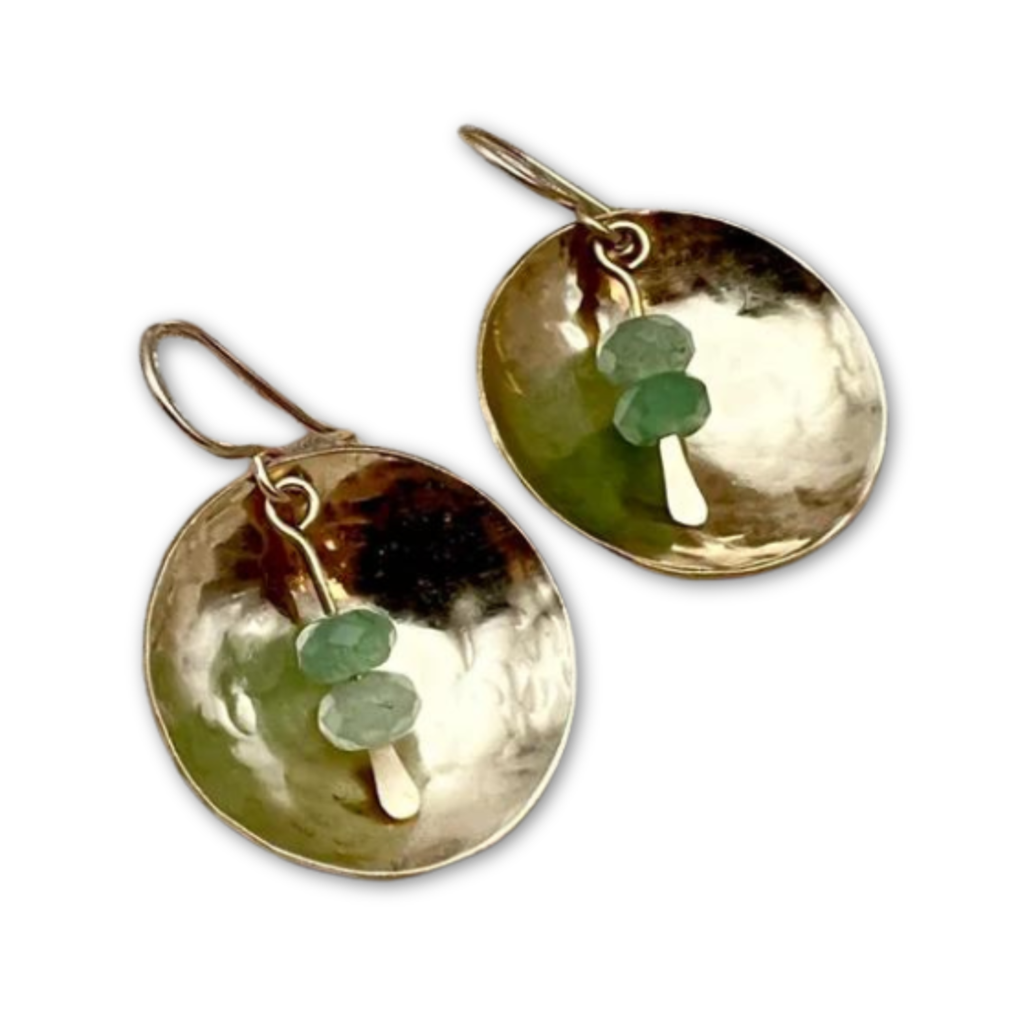 textured pendant earrings with green aventurine stones
