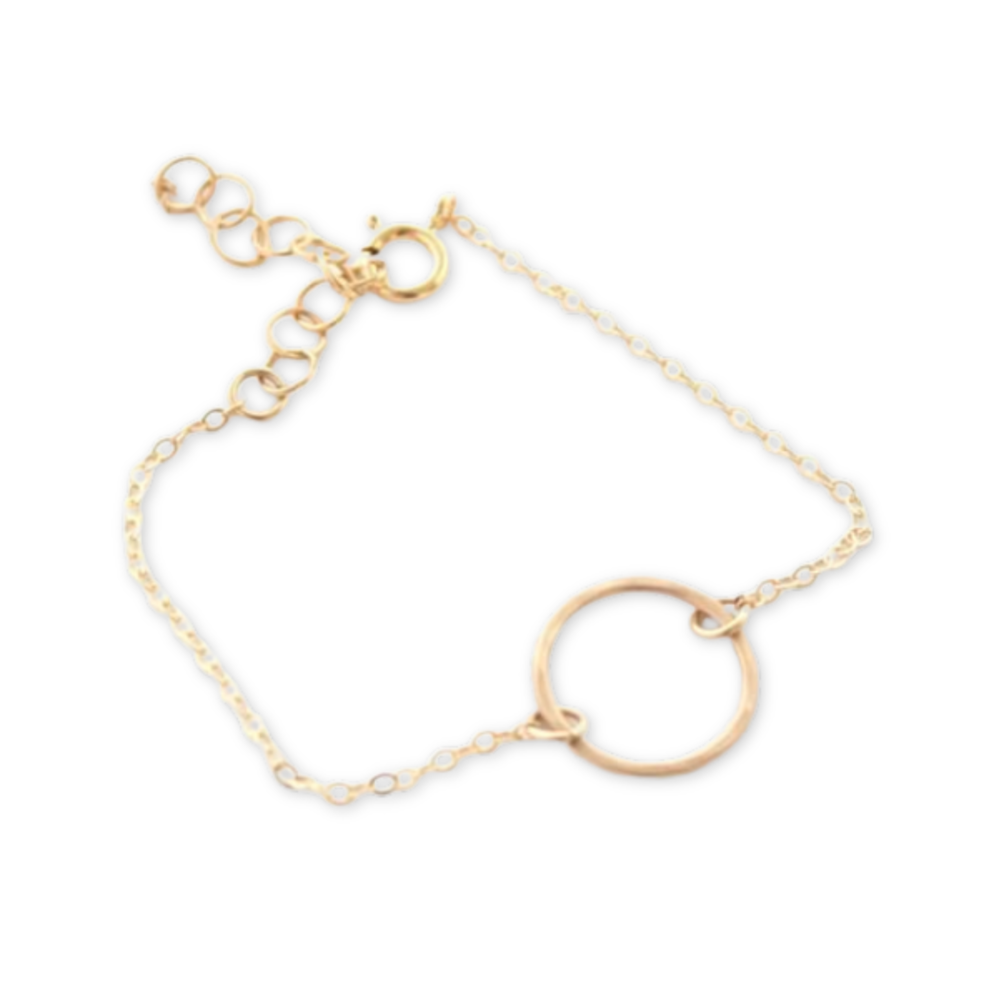 delicate adjustable chain bracelet with a simple round hammered circle pendant