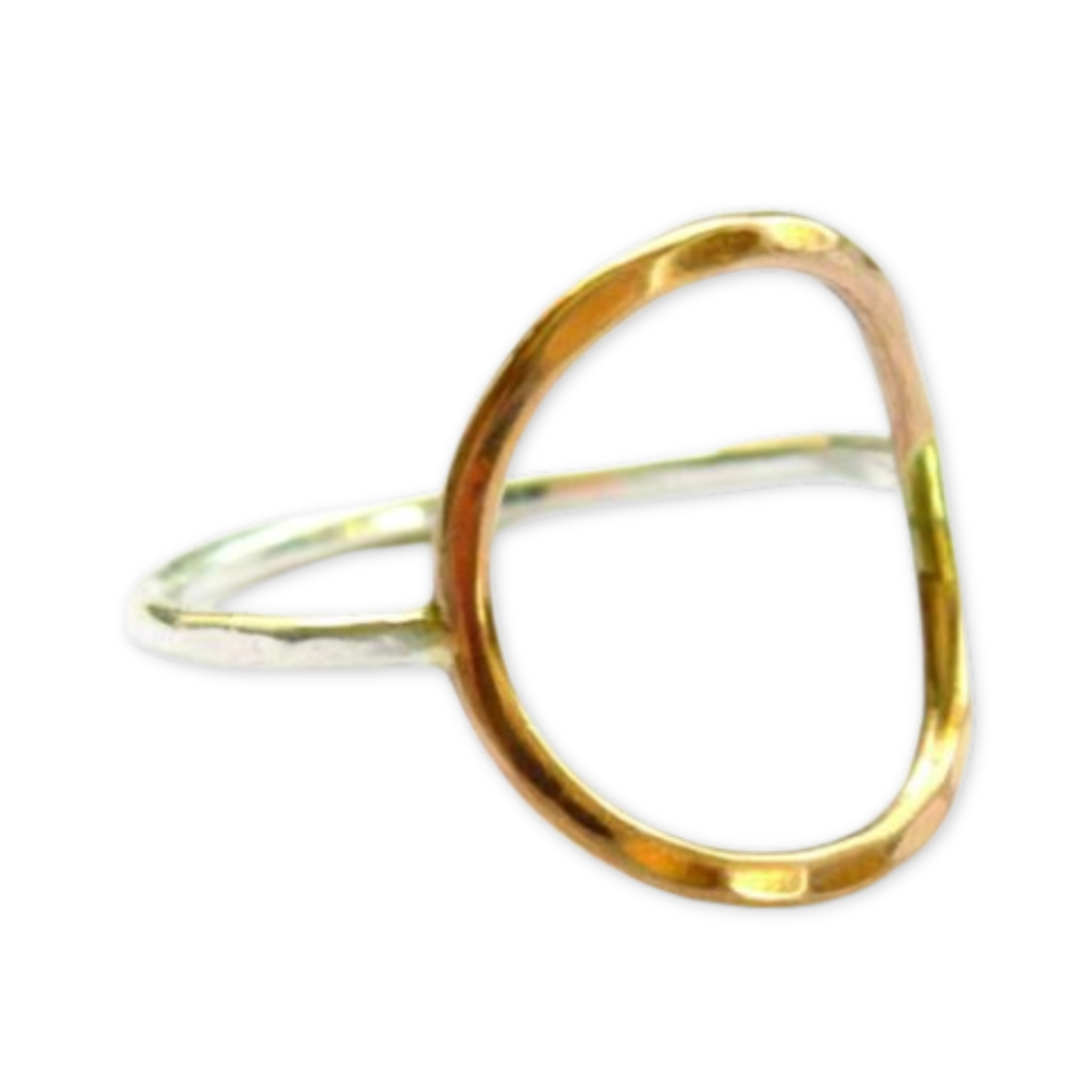 mixed metal ring with open circle