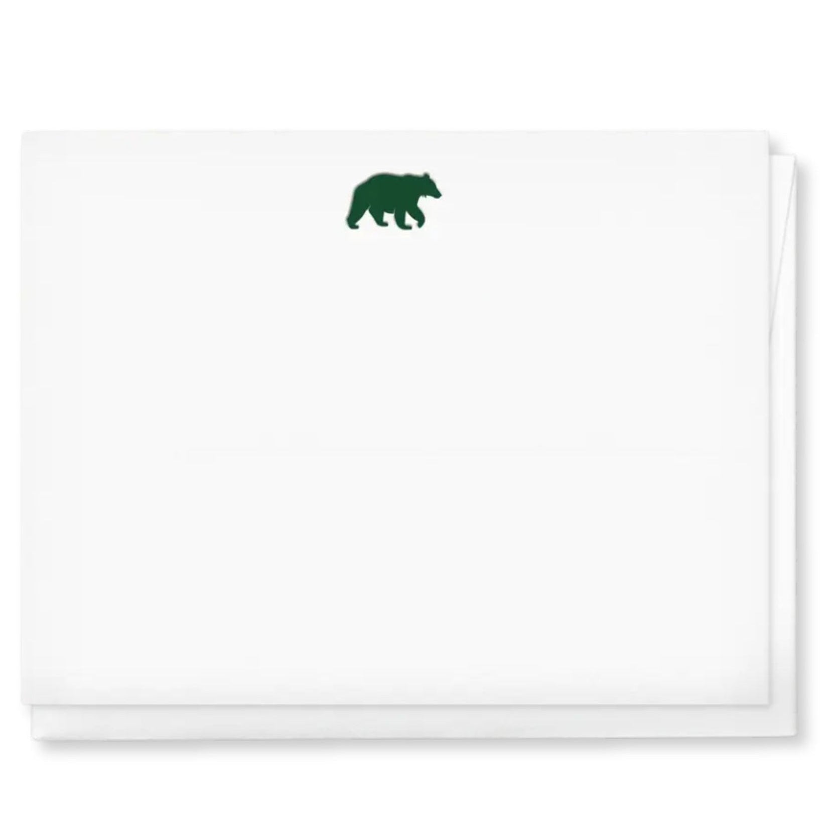 White towel with a green bear logo on a white background
