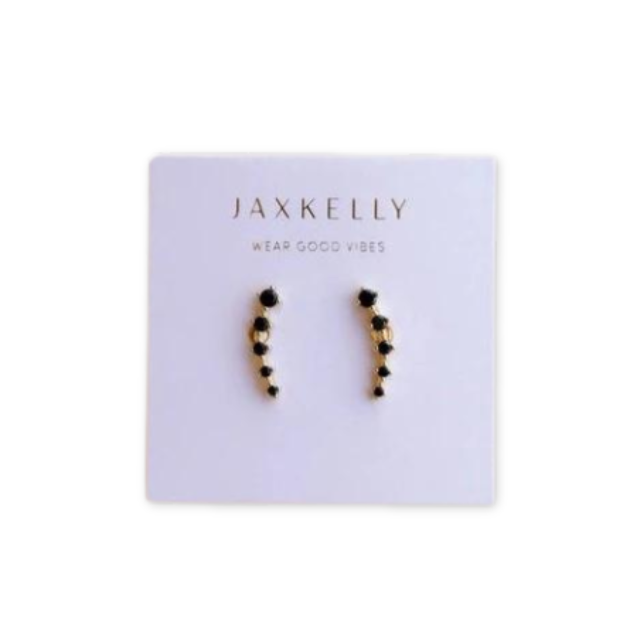 post earrings with five cascading black cubic zirconia stones