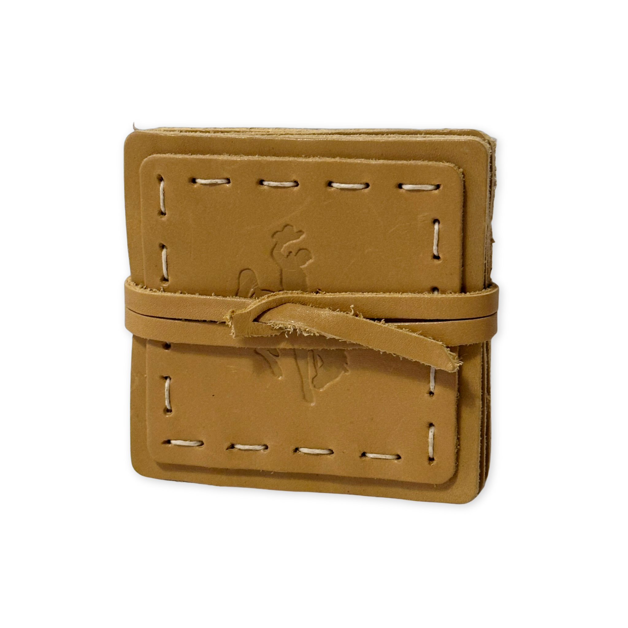 leather coasters with wyoming bucking bronco design