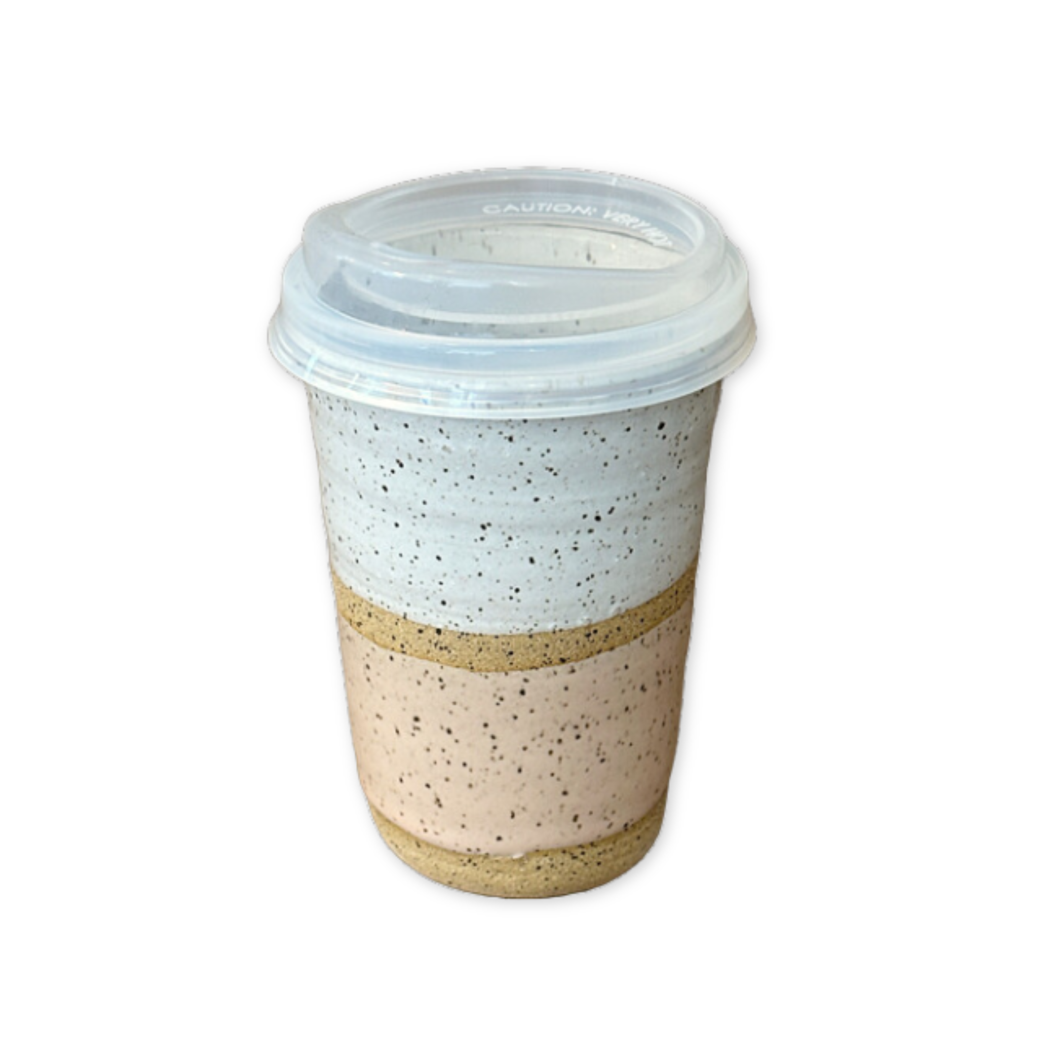 speckled ceramic travel coffee mug