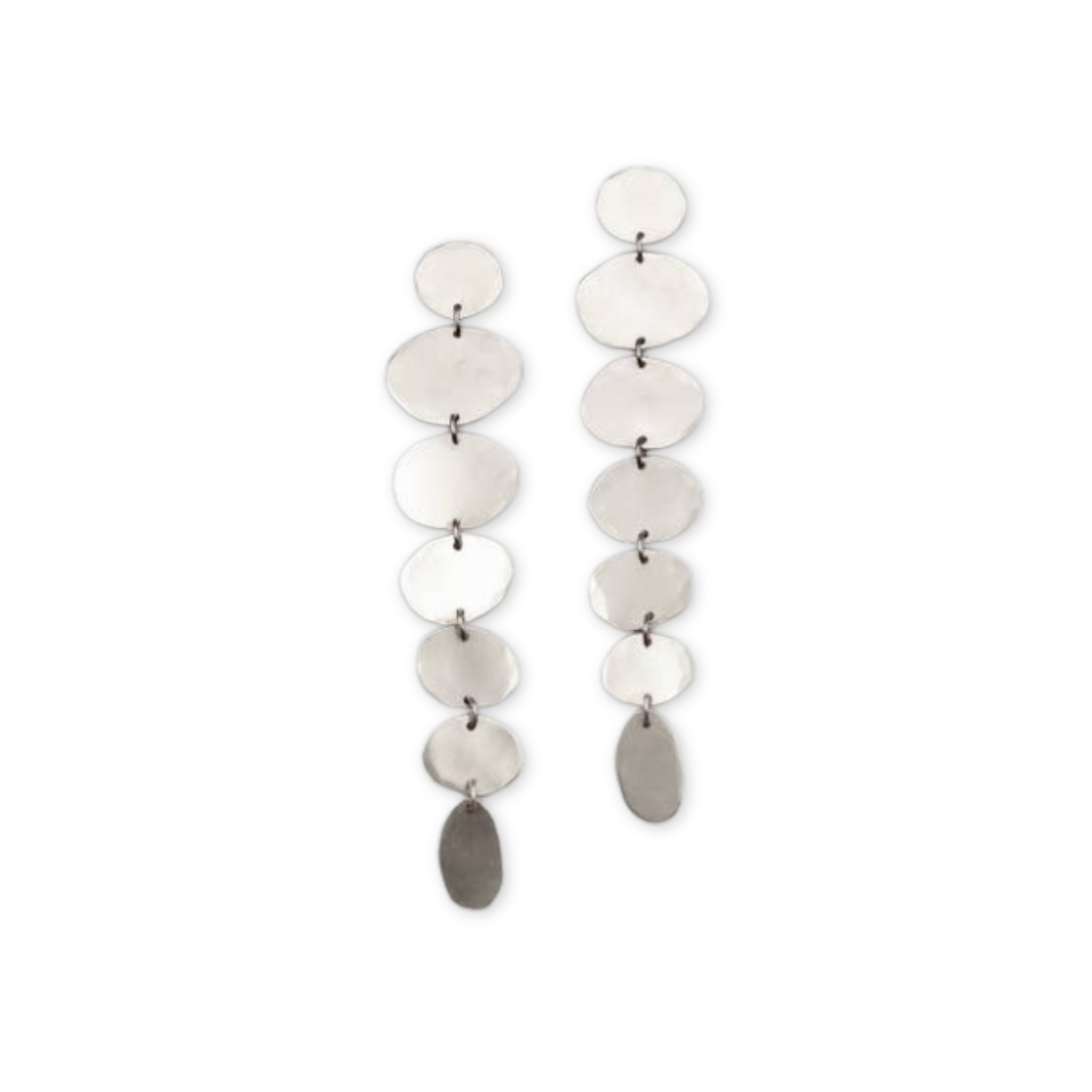 earrings with hanging and cascading organic oval shapes