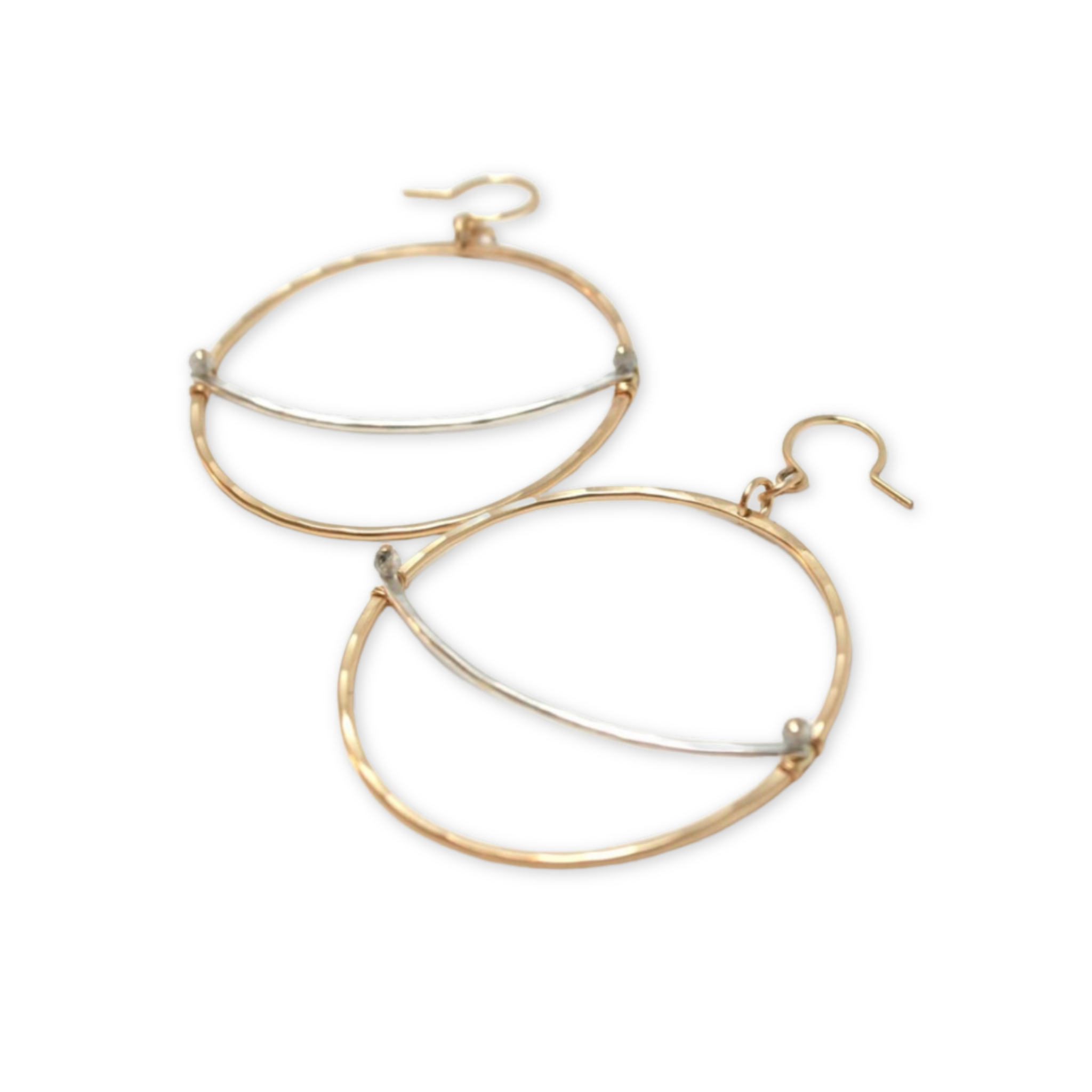 large hoop earrings with a curved bar in the middle