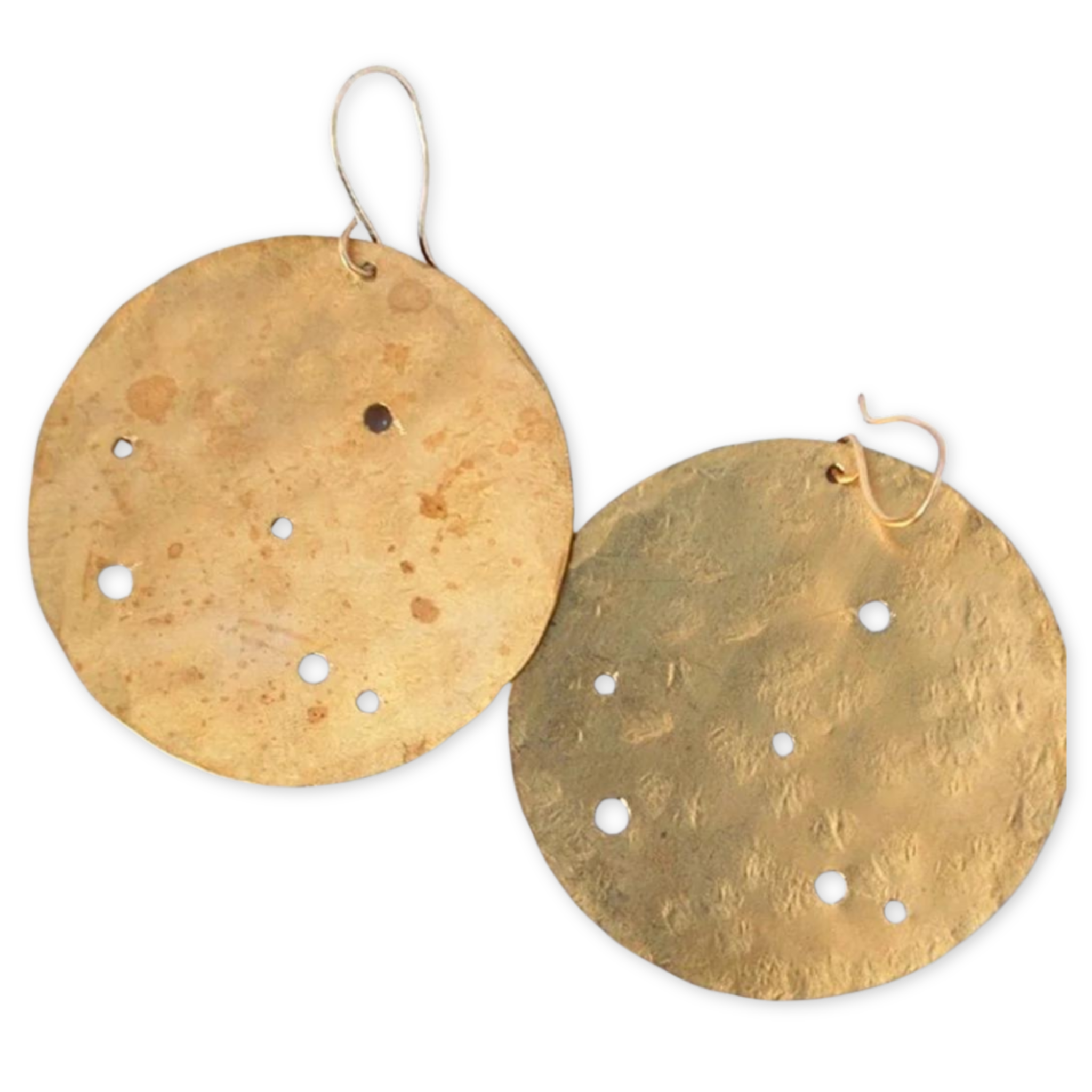 large brass round discs with constellation designs