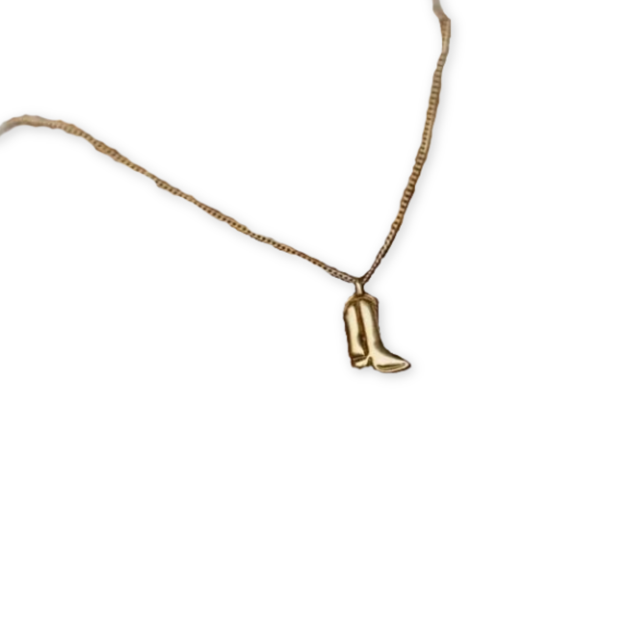 gold necklace with a cowboy boot pendant 