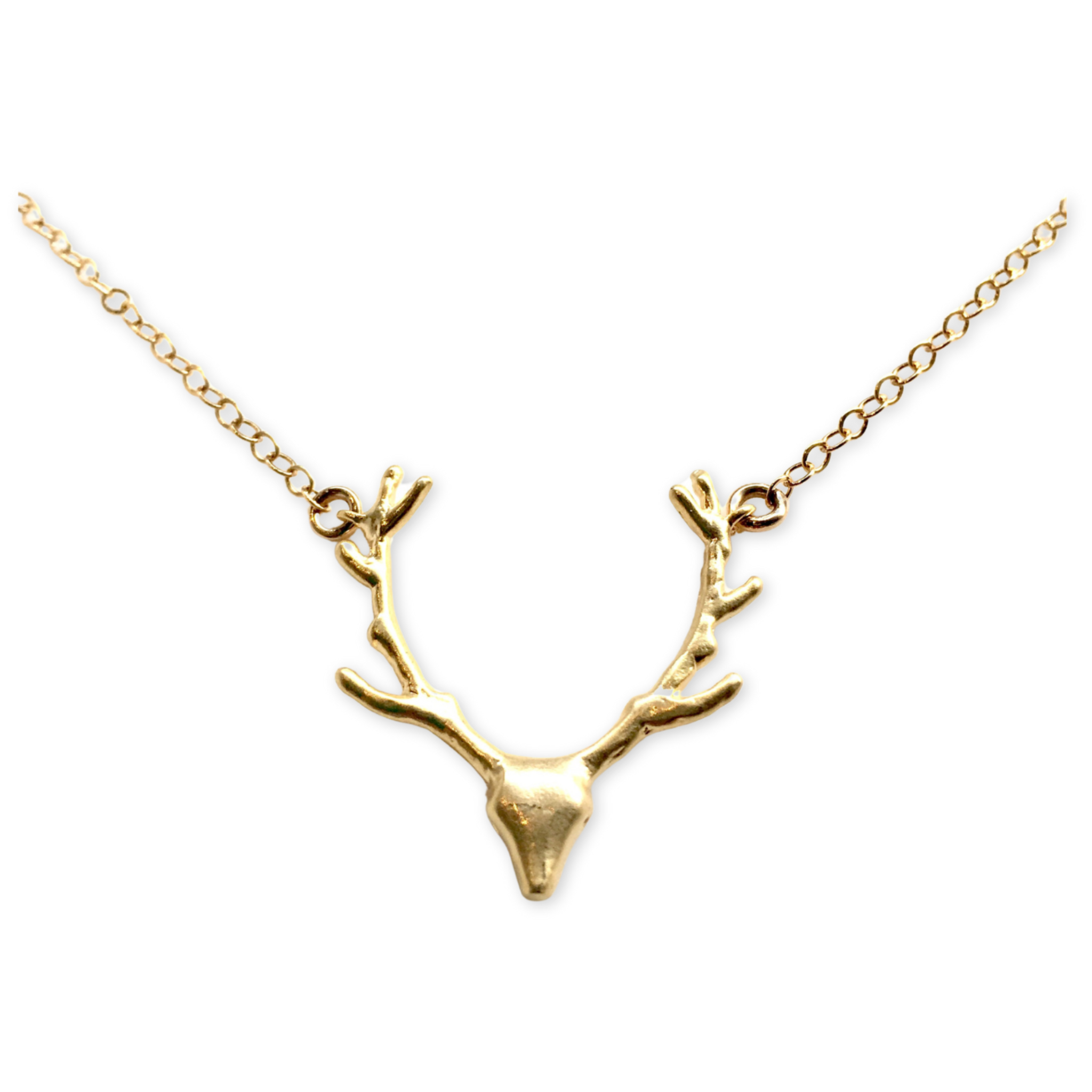 gold chain with a deer head 