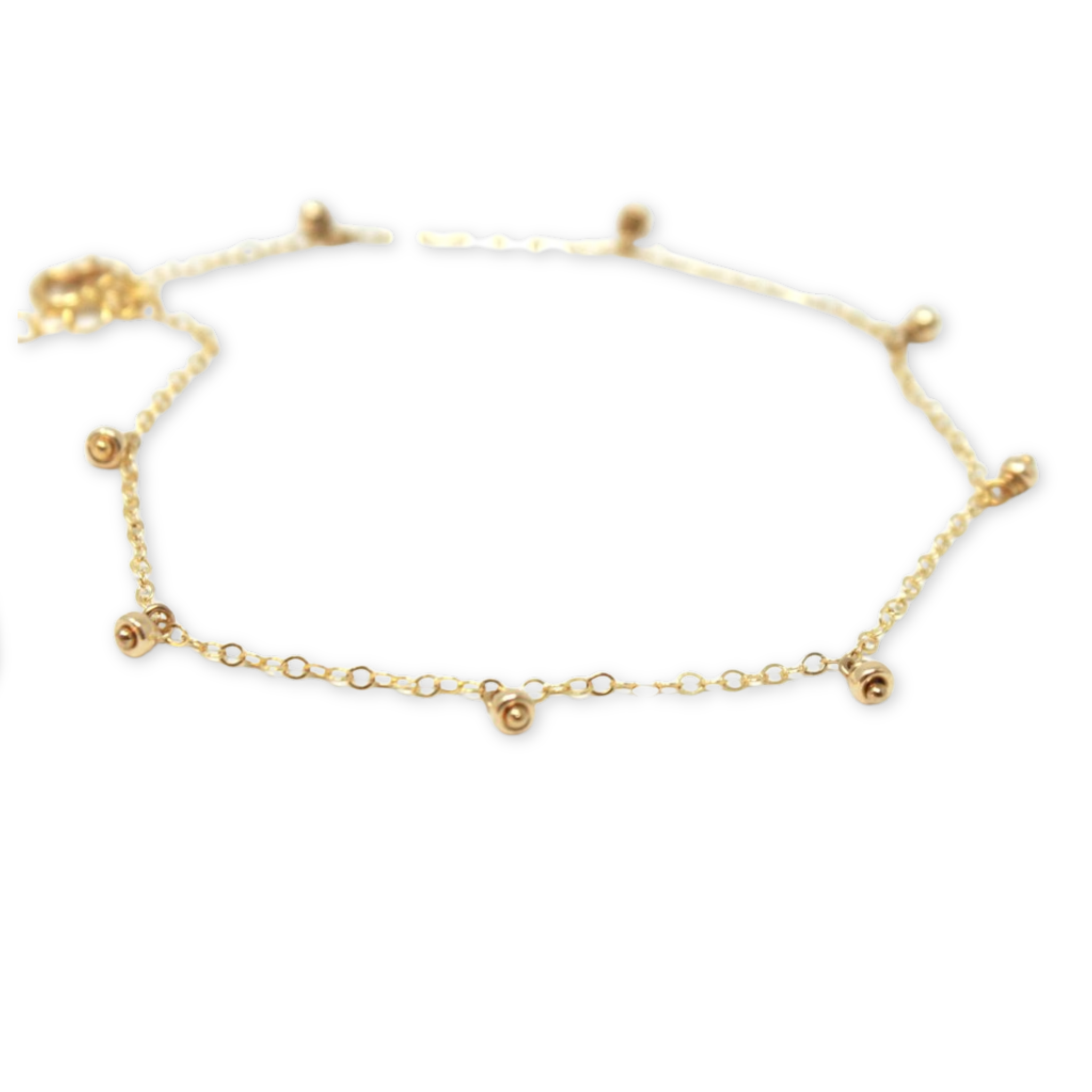 delicate chain anklet bracelet with small hanging gold beads