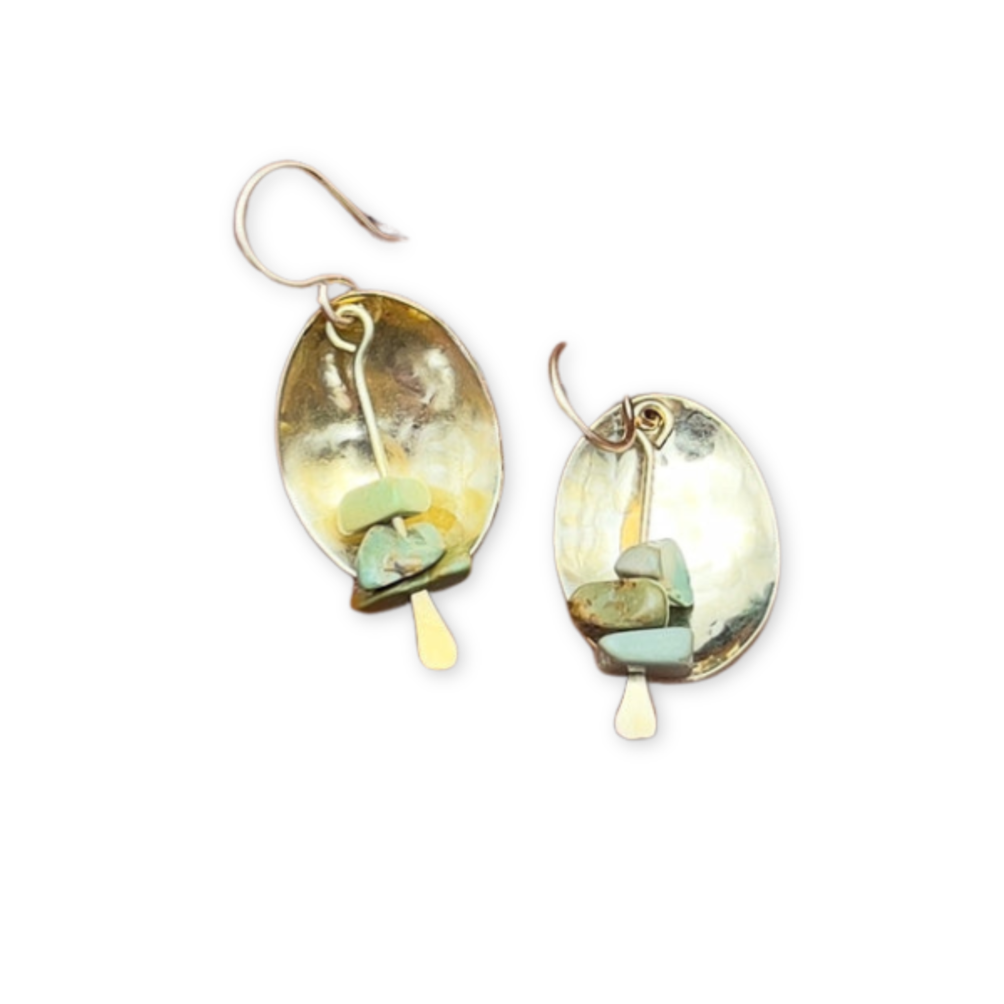 earrings with hammered ovals and jasper stones