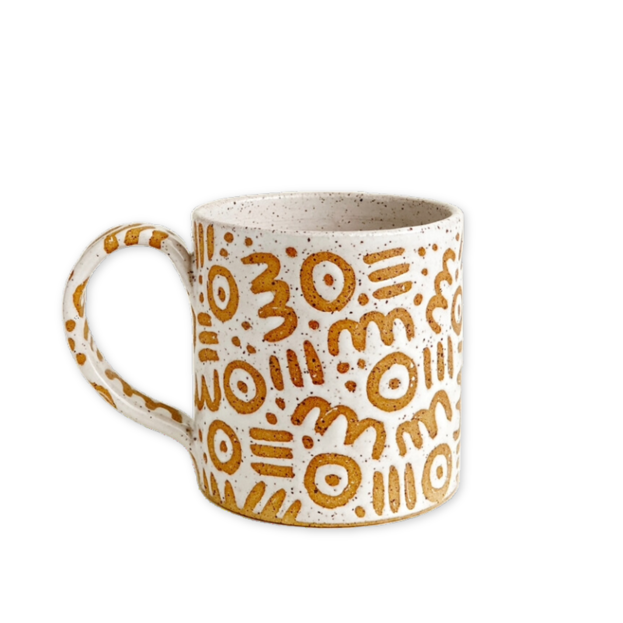 ceramic hand painted mug with a doodle pattern
