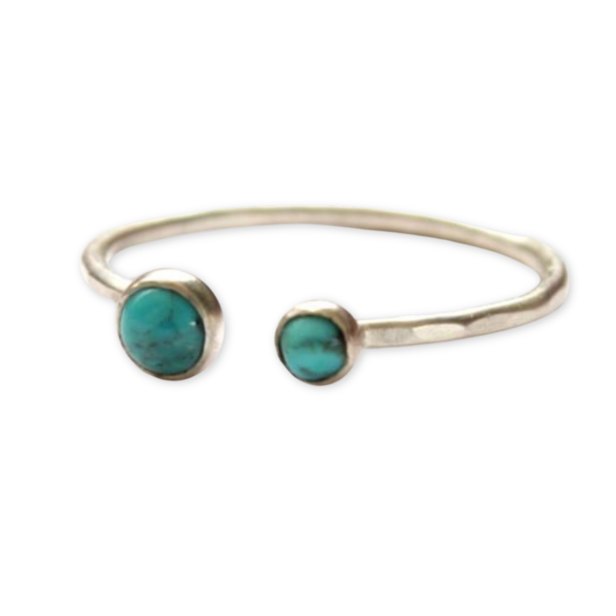 hammered band with two turquoise stones