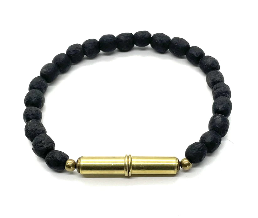 Flint Beaded Single Bracelet with Krobo Beads