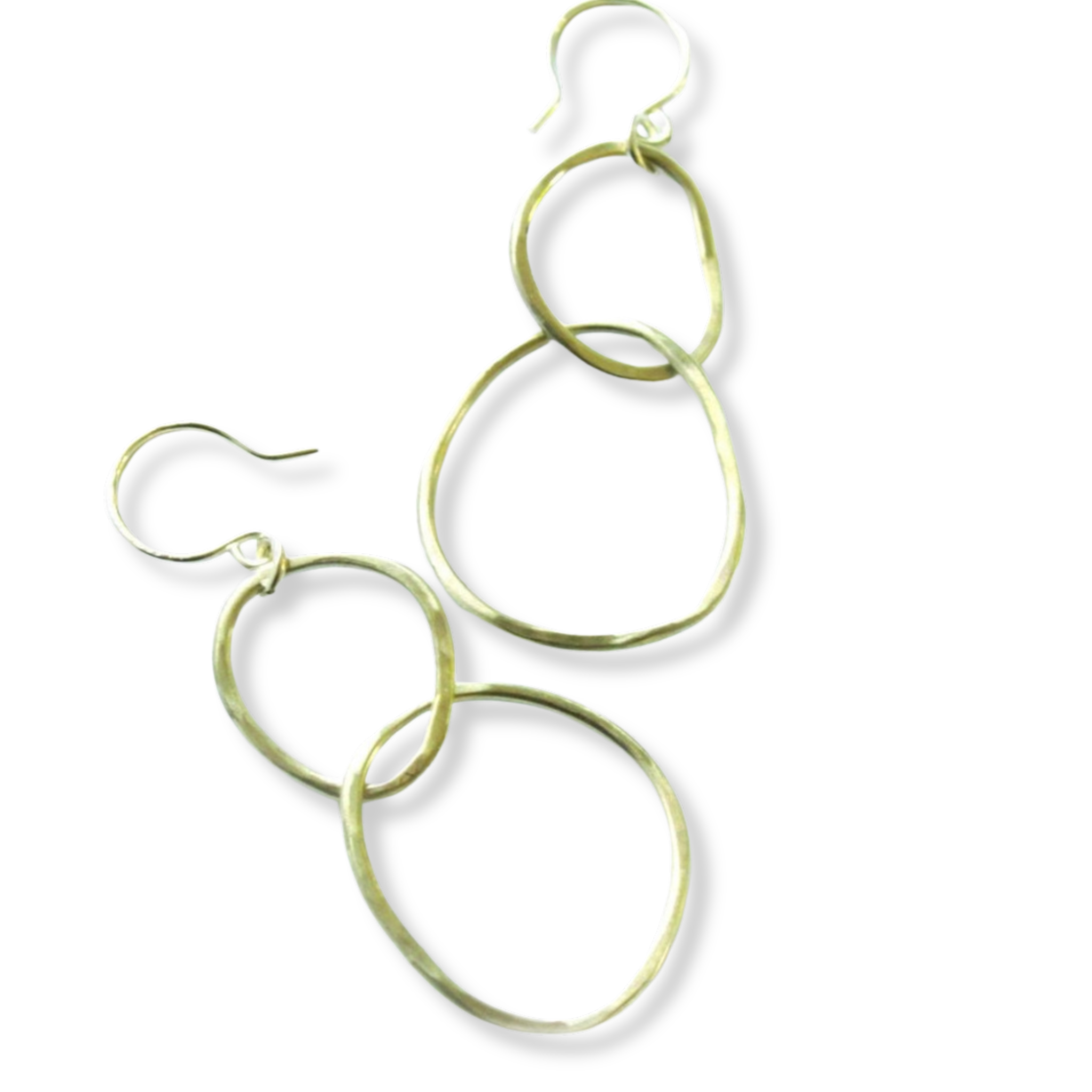 two interlaced organic circle earrings