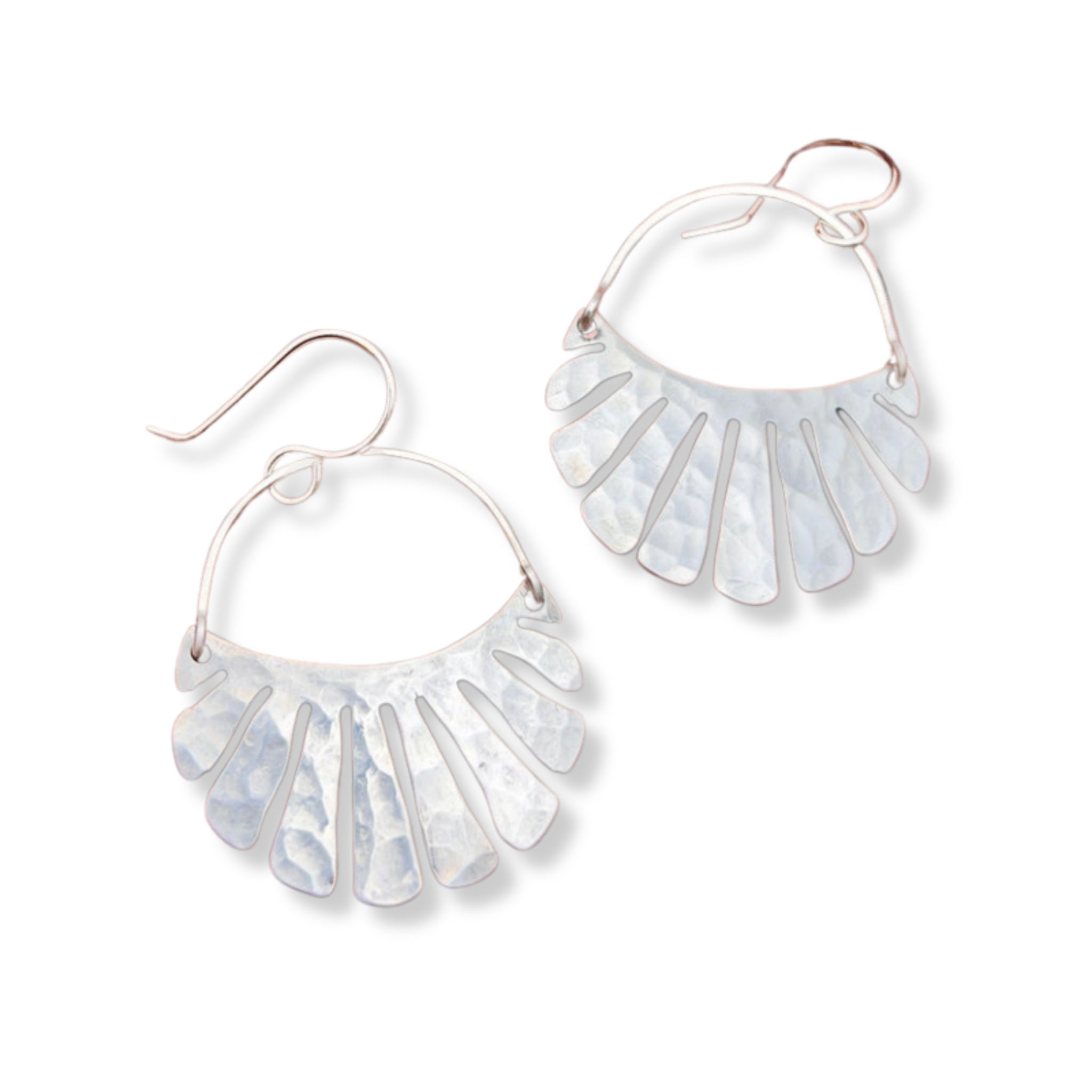 earrings with abstract palm leaf inspired pendants