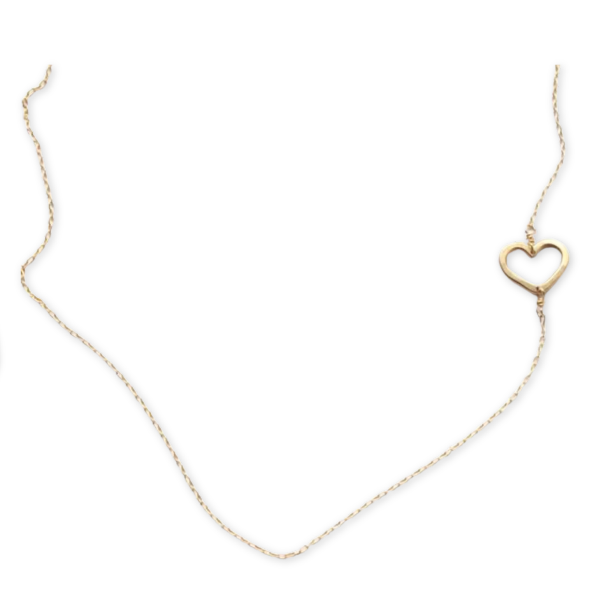 small hand forged heart pendant on a dainty chain necklace