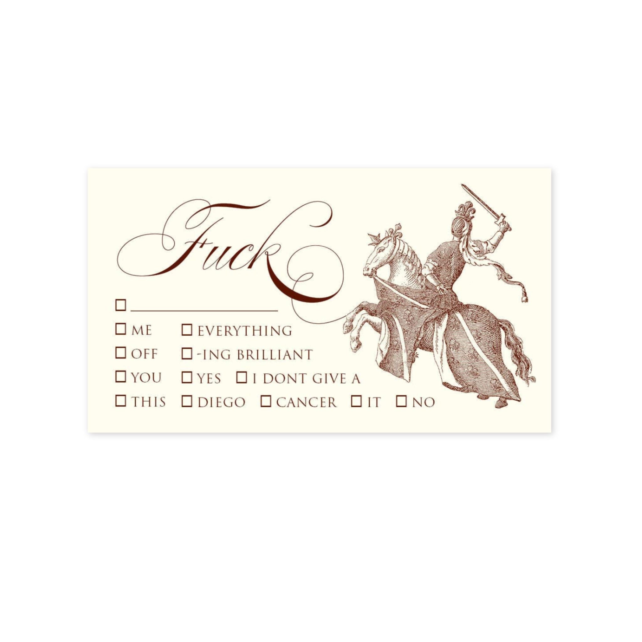 Card with text and illustrations on a white background