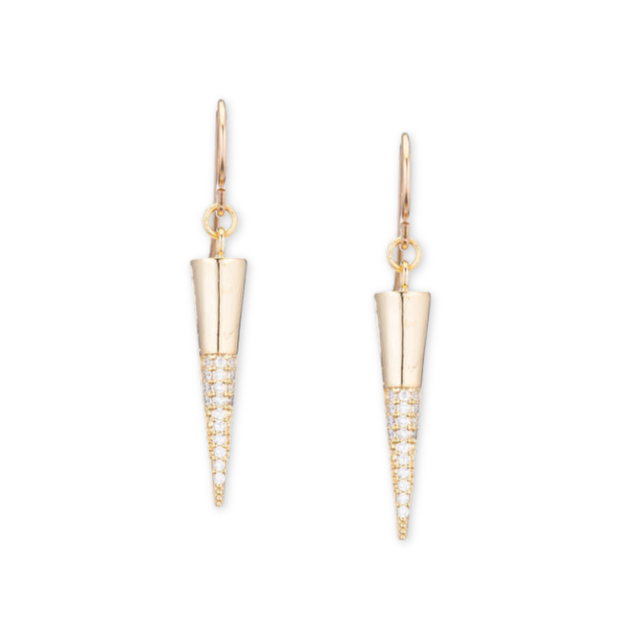 dangling cone shaped earring with crystal tips