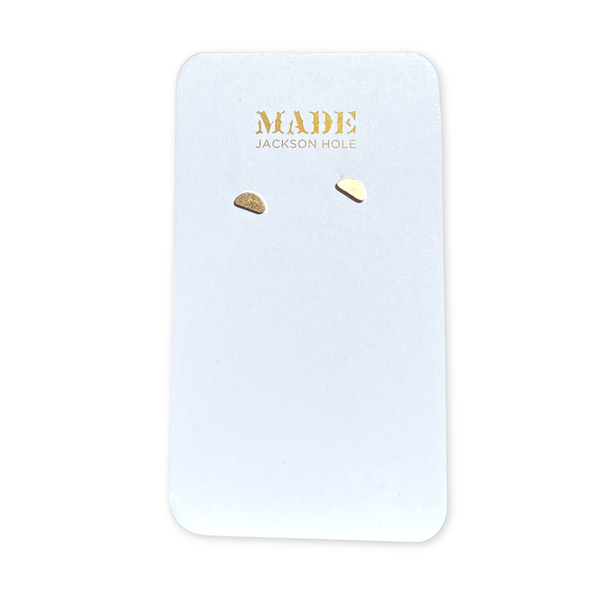 small brass stud earrings in the shape on a half moon
