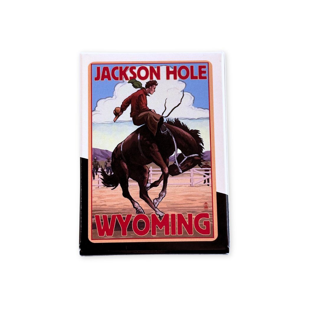 Playing cards with the Cowboy and Bucking Bronco. Text reading "Jackson Hole Wyoming"