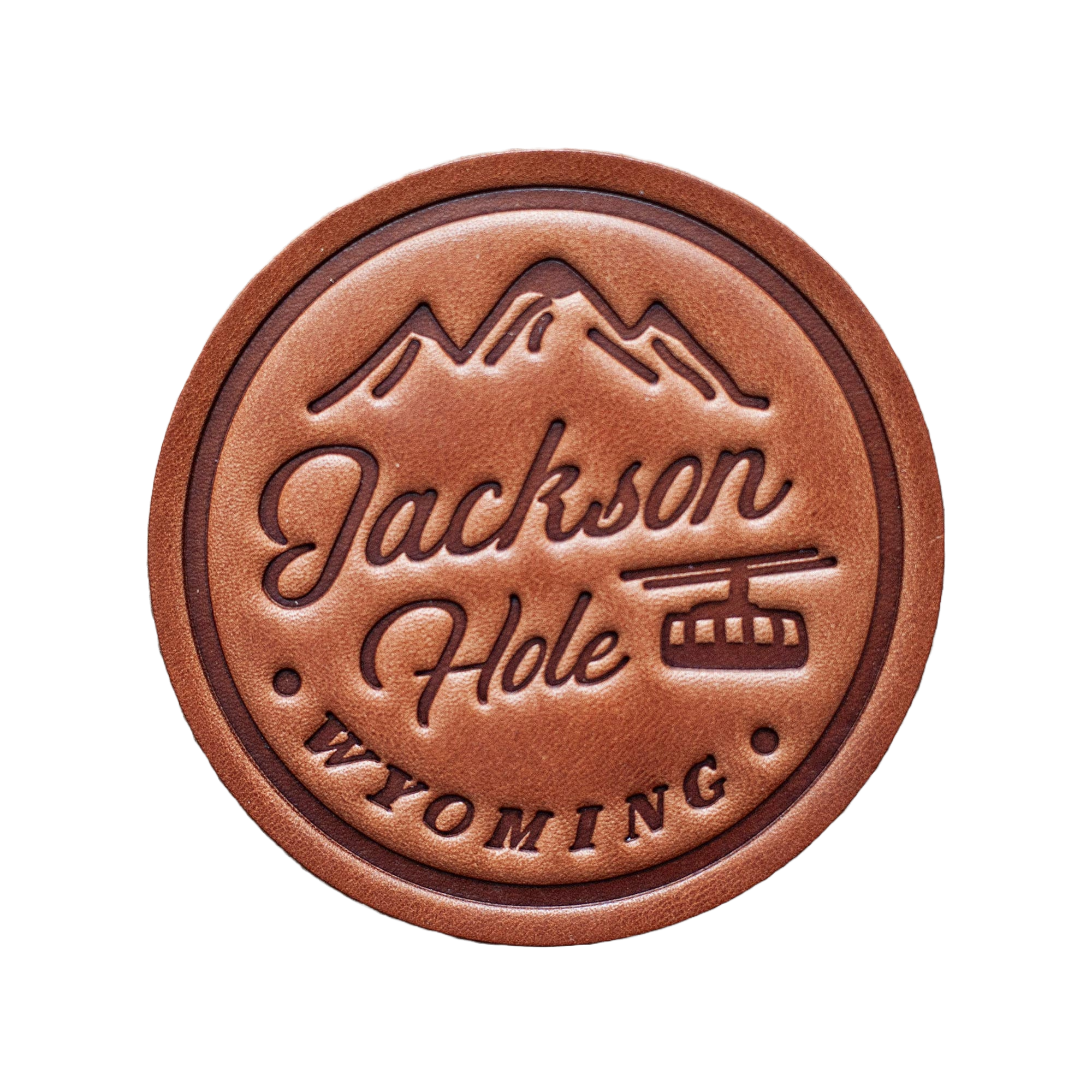 Jackson Hole Wyoming Leather Coaster