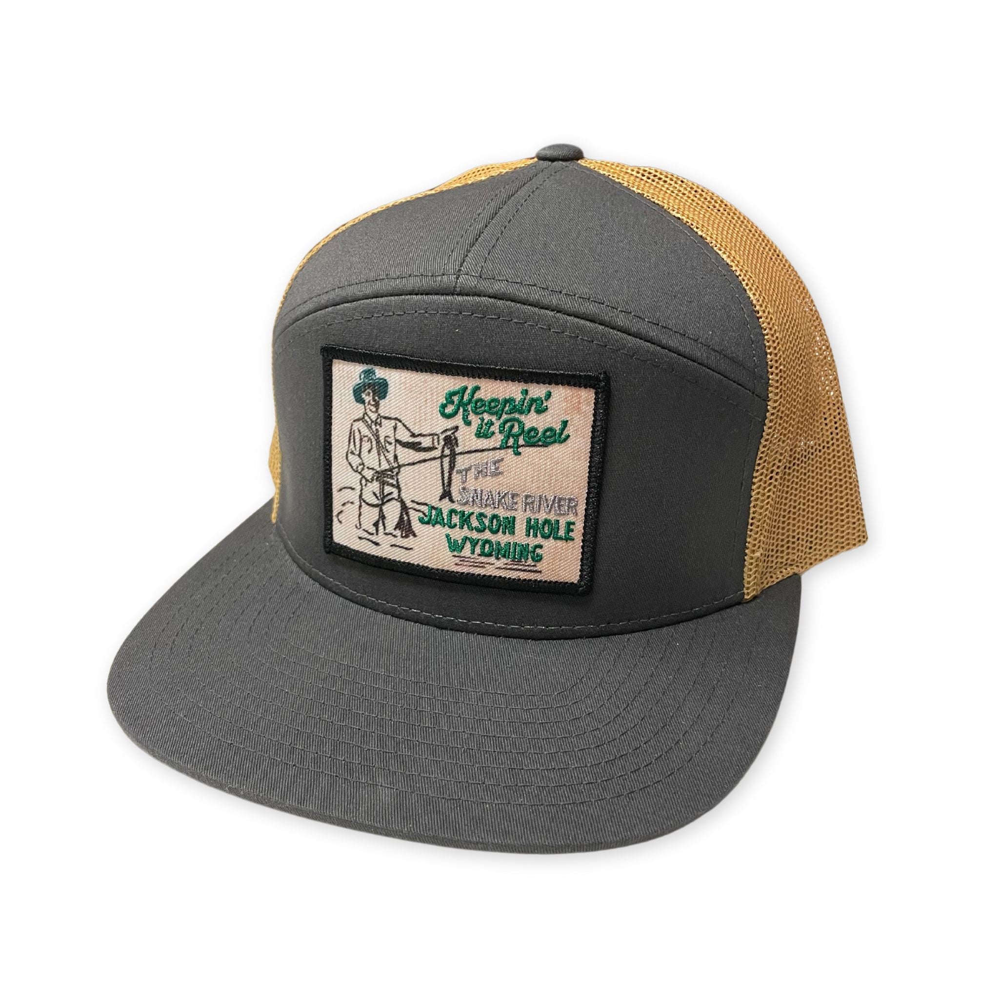 Gray Five Panel Keepin' It Reel Patch Hat