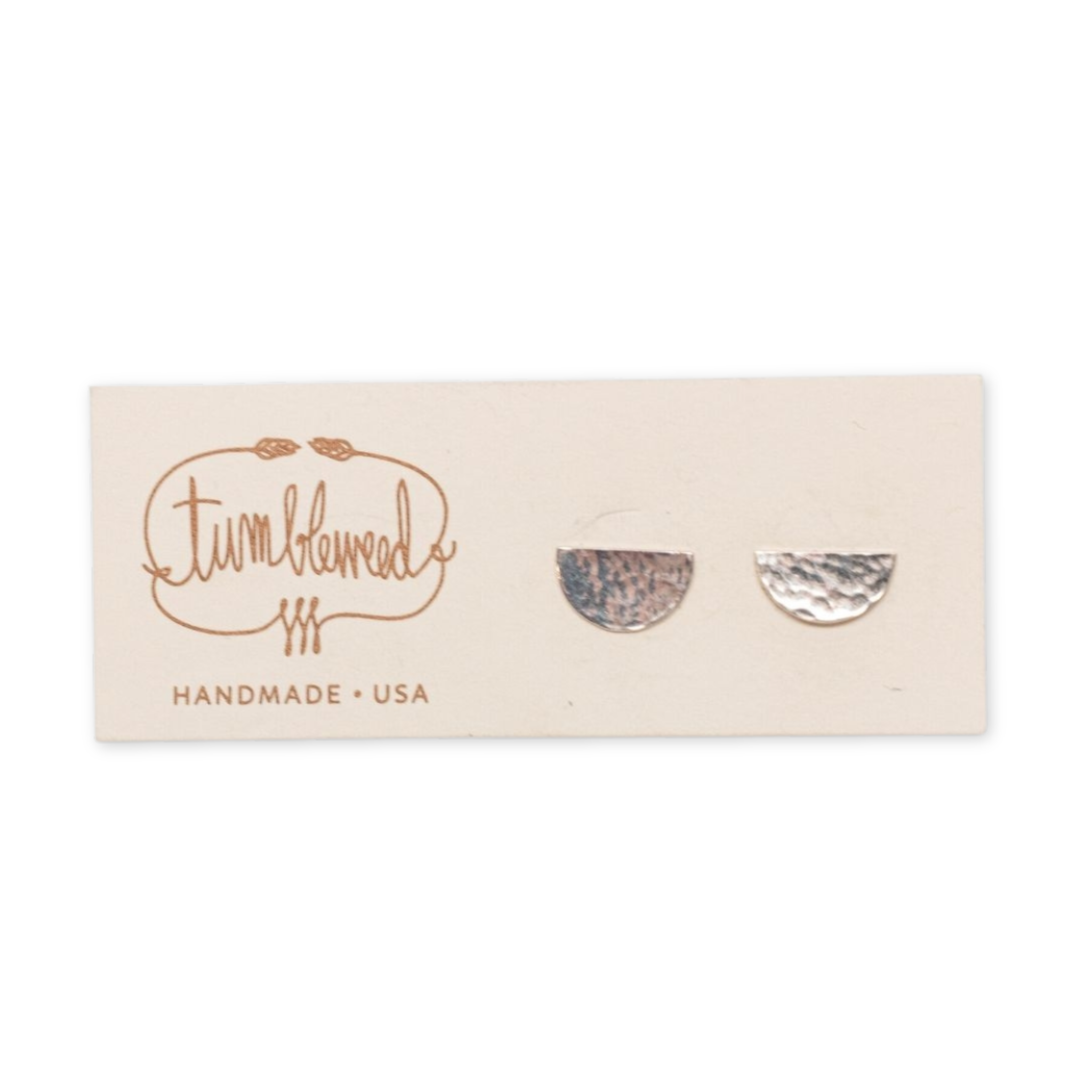 hammered half circle stud earrings