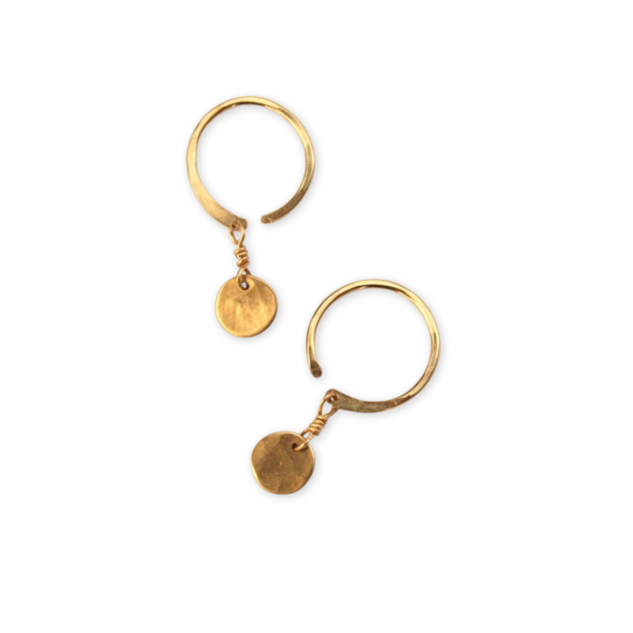 lobe hugger earrings with small dangling disc