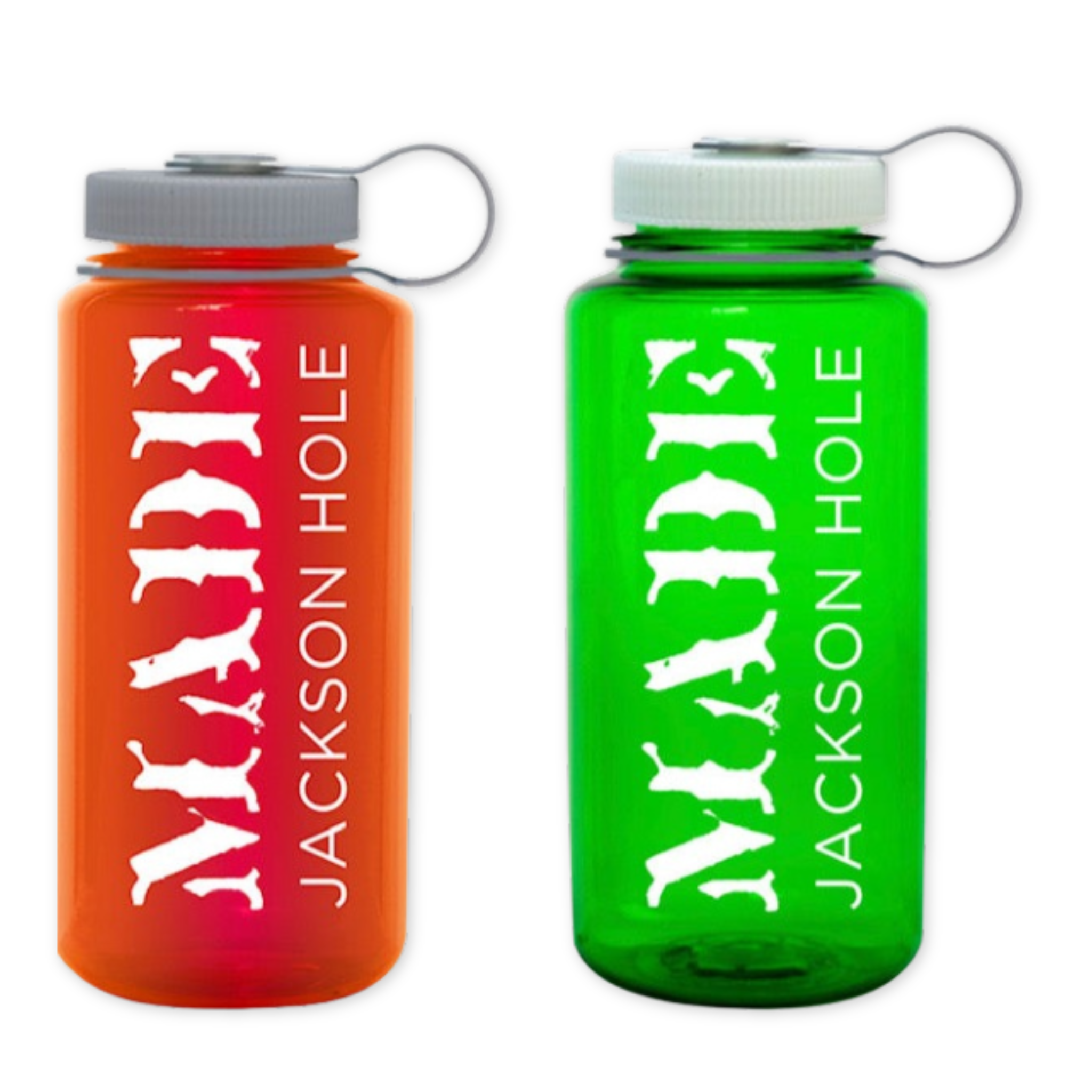 nalgene wide mouth water bottles with the made logo printed on the side