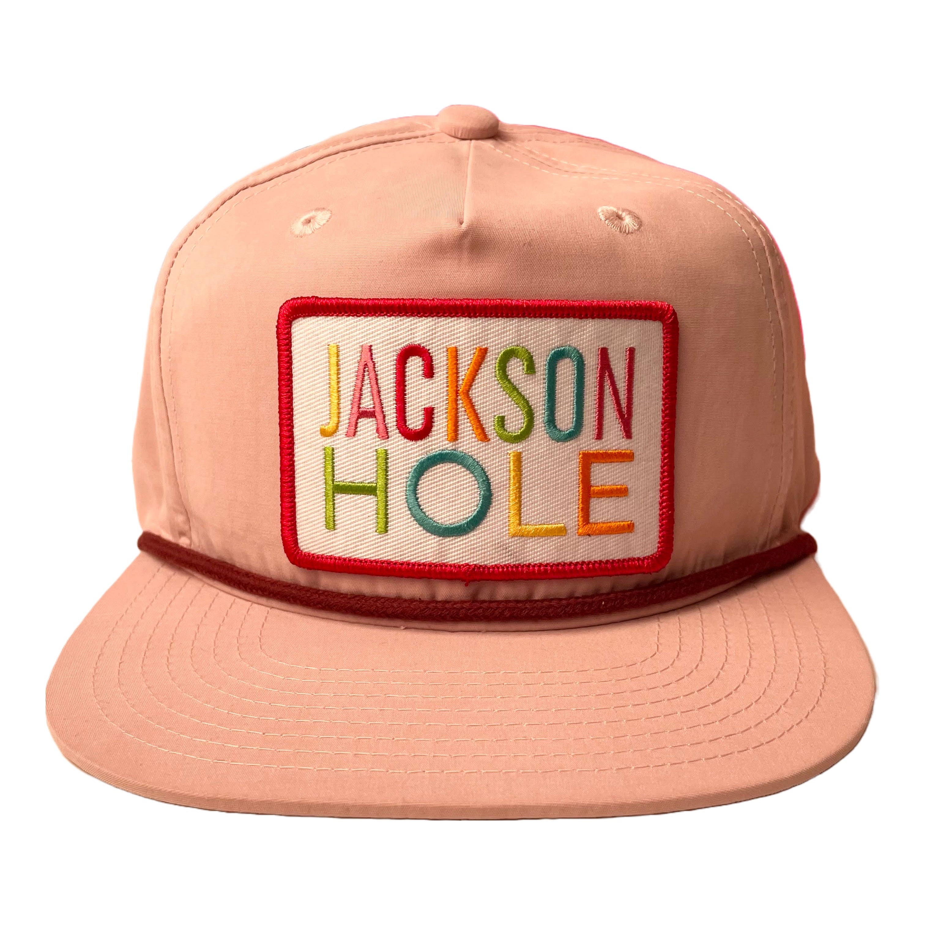Pink Hat with Flat Brim - Jackson Hole Patch