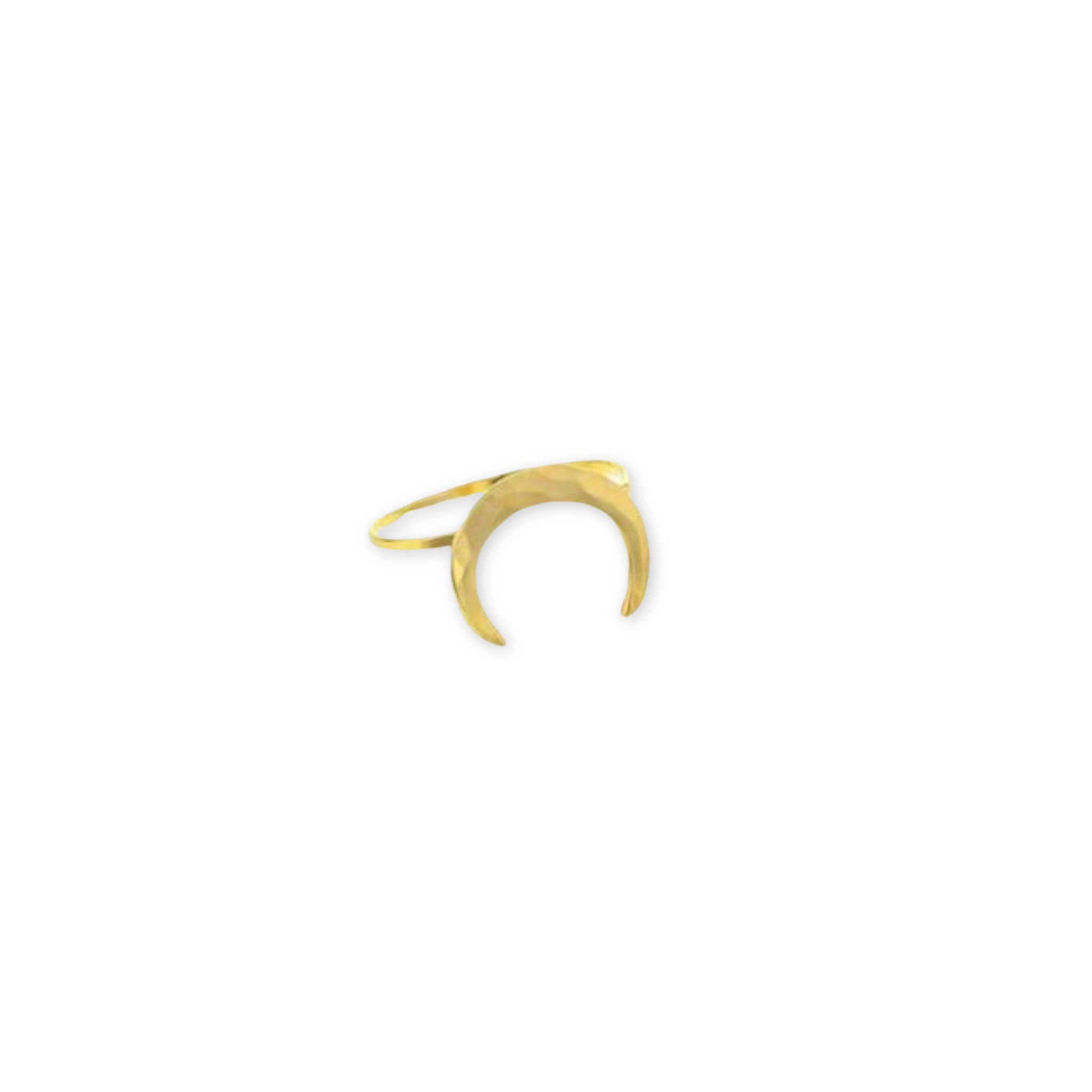 hammered ring band with a hammered crescent moon