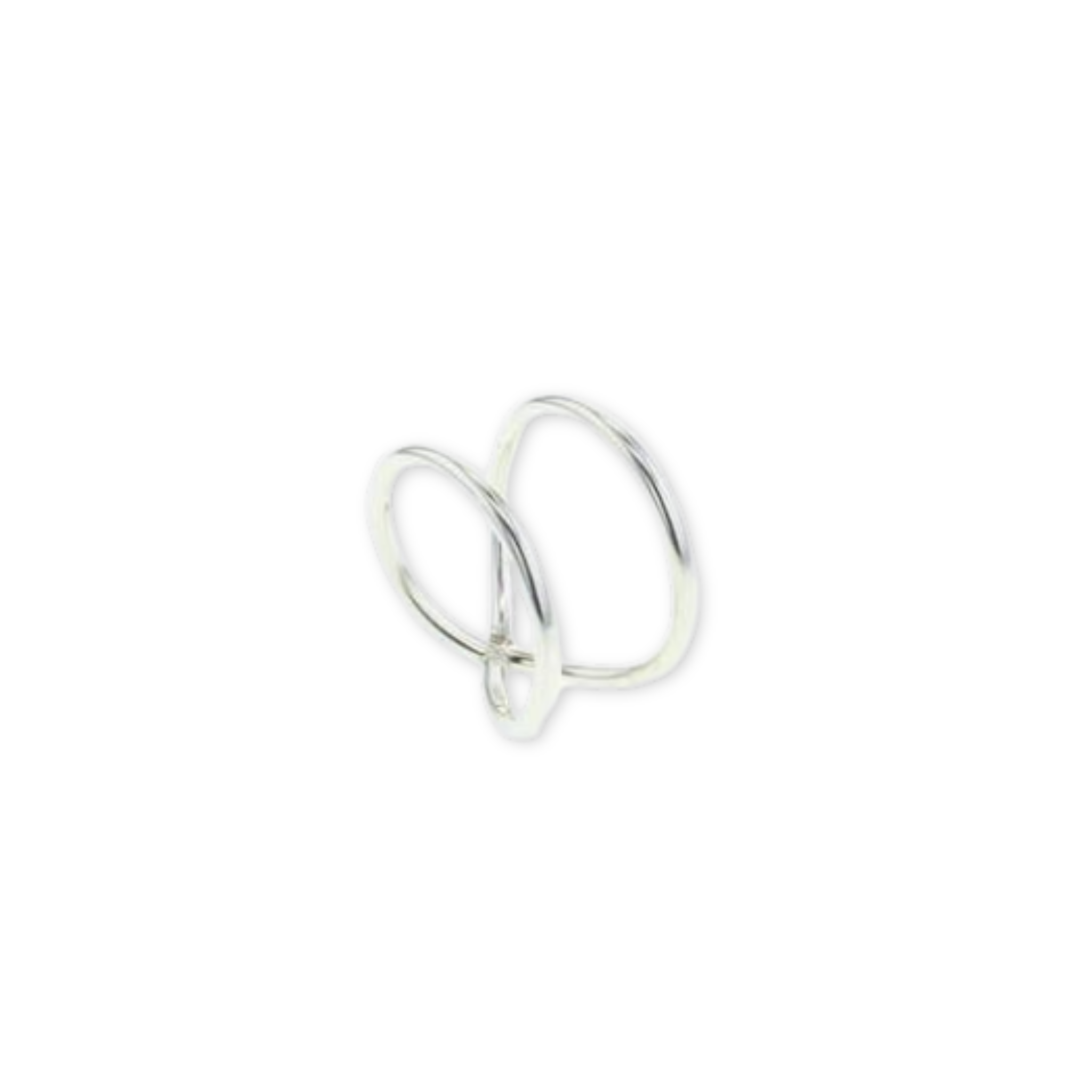 ring with an abstract design featuring a double bar on one side and an x on the other side