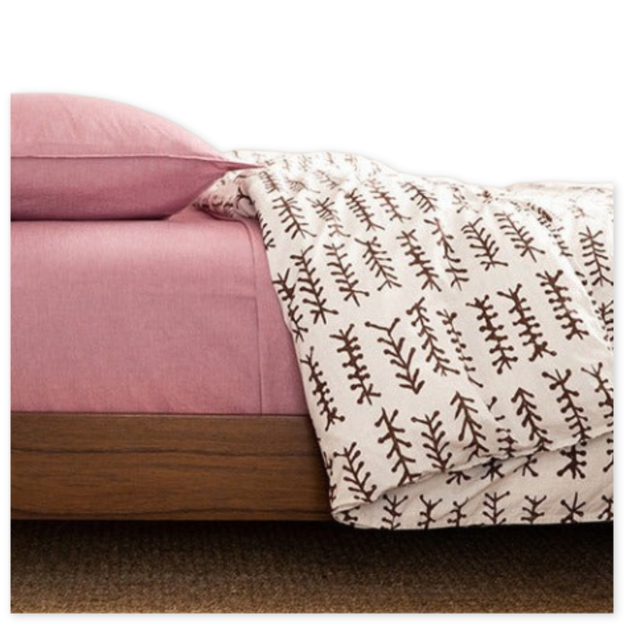 cotton white and burgundy geometric patterned duvet cover