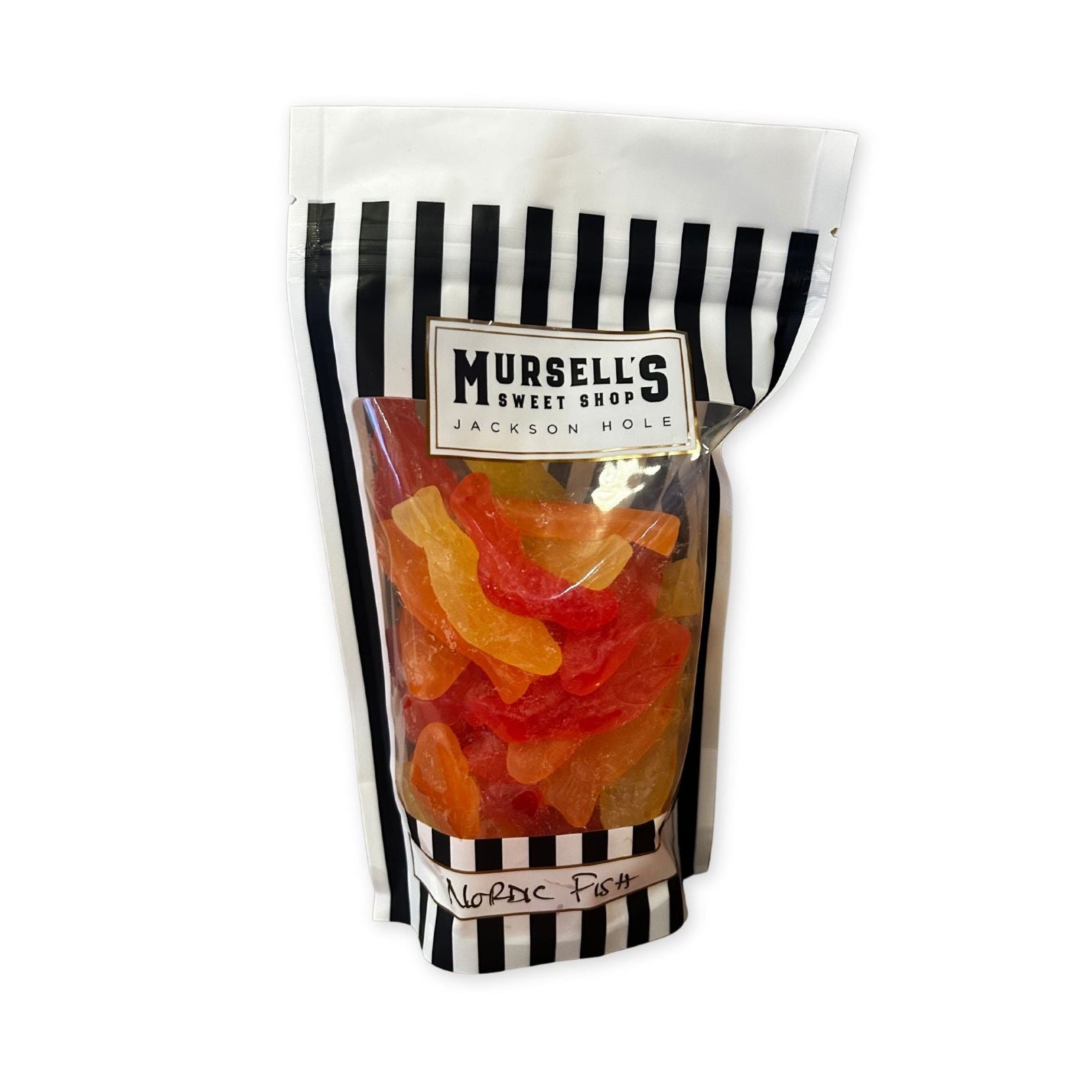 Black and White Package of candy fish