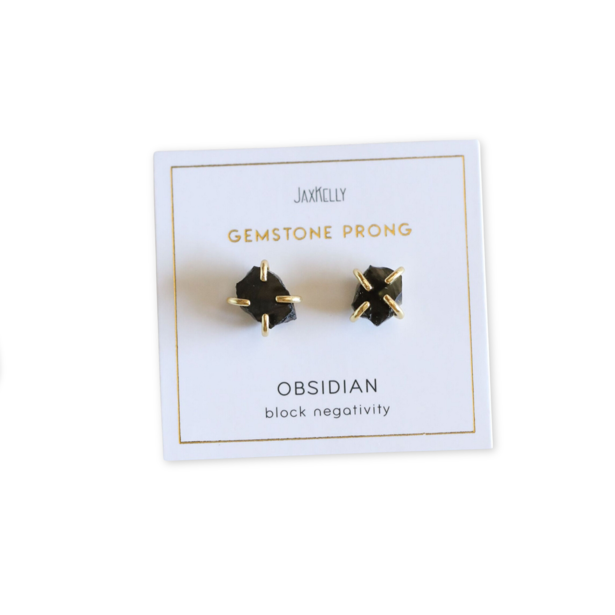 pronged obsidian stone stud earrings