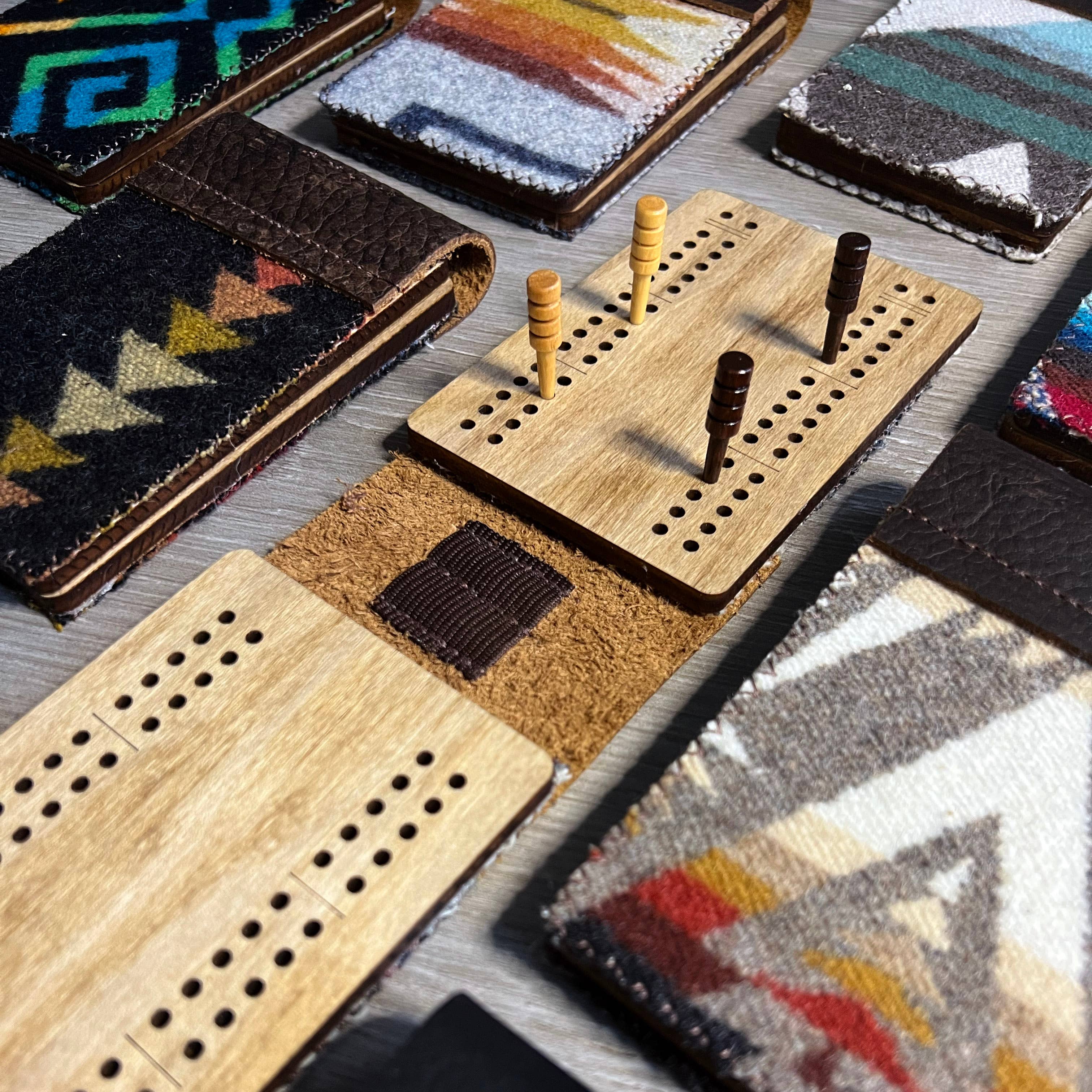 cribbage board with pendleton wool