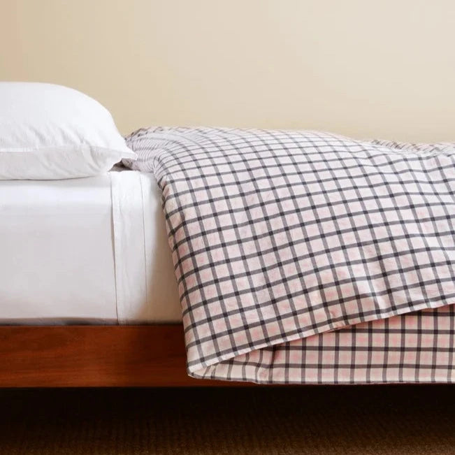 Pink & Charcoal Gingham Duvet Cover