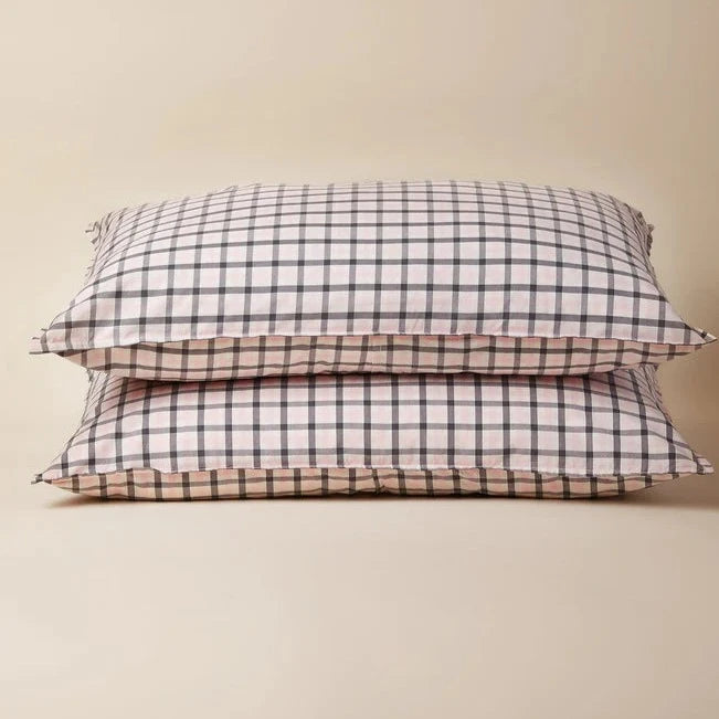 Pink & Charcoal Gingham Duvet Cover