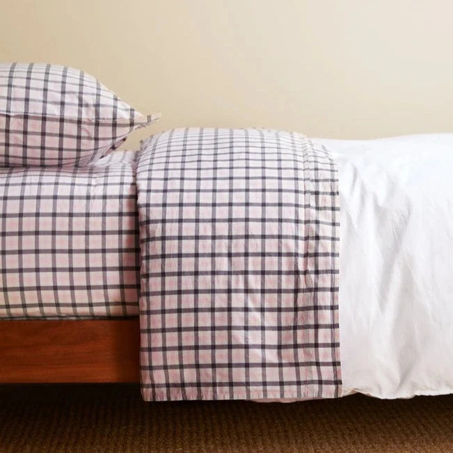Pink & Charcoal Gingham Sheet Set